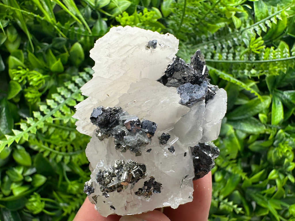 Galena Sphalerite Pyrite Quartz on Calcite, Bulgaria Mineral Specimen