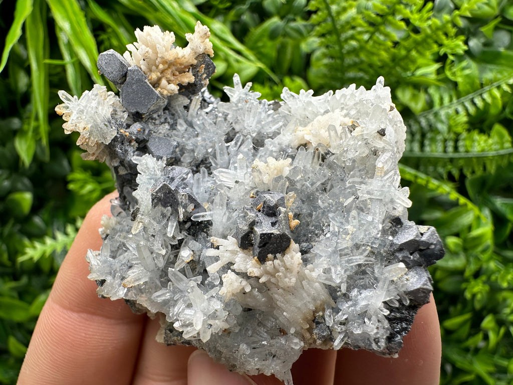 Galena Sphalerite Calcite on Quartz Cluster, Bulgaria Mineral Specimen