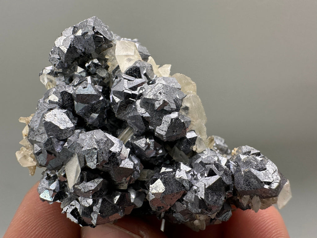 Shiny Galena with Calcite: Borieva Mine, Bulgaria