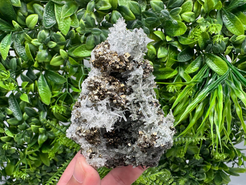 Pyrite on Needle Quartz, Borieva Mine, Bulgaria, Mineral Specimen