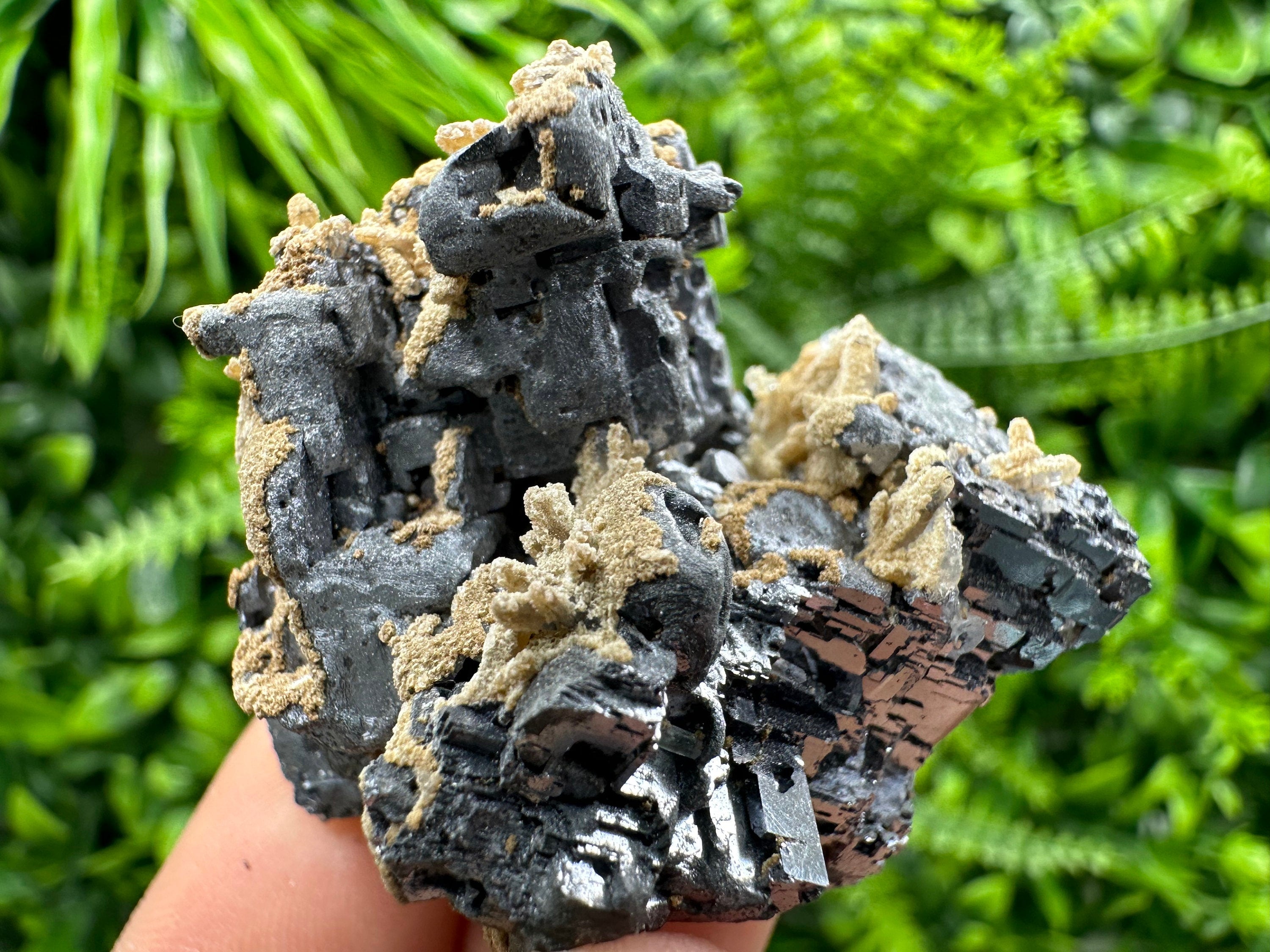 Shiny Galena Cluster with Siderite and Quartz, Bulgaria Mineral Specimen