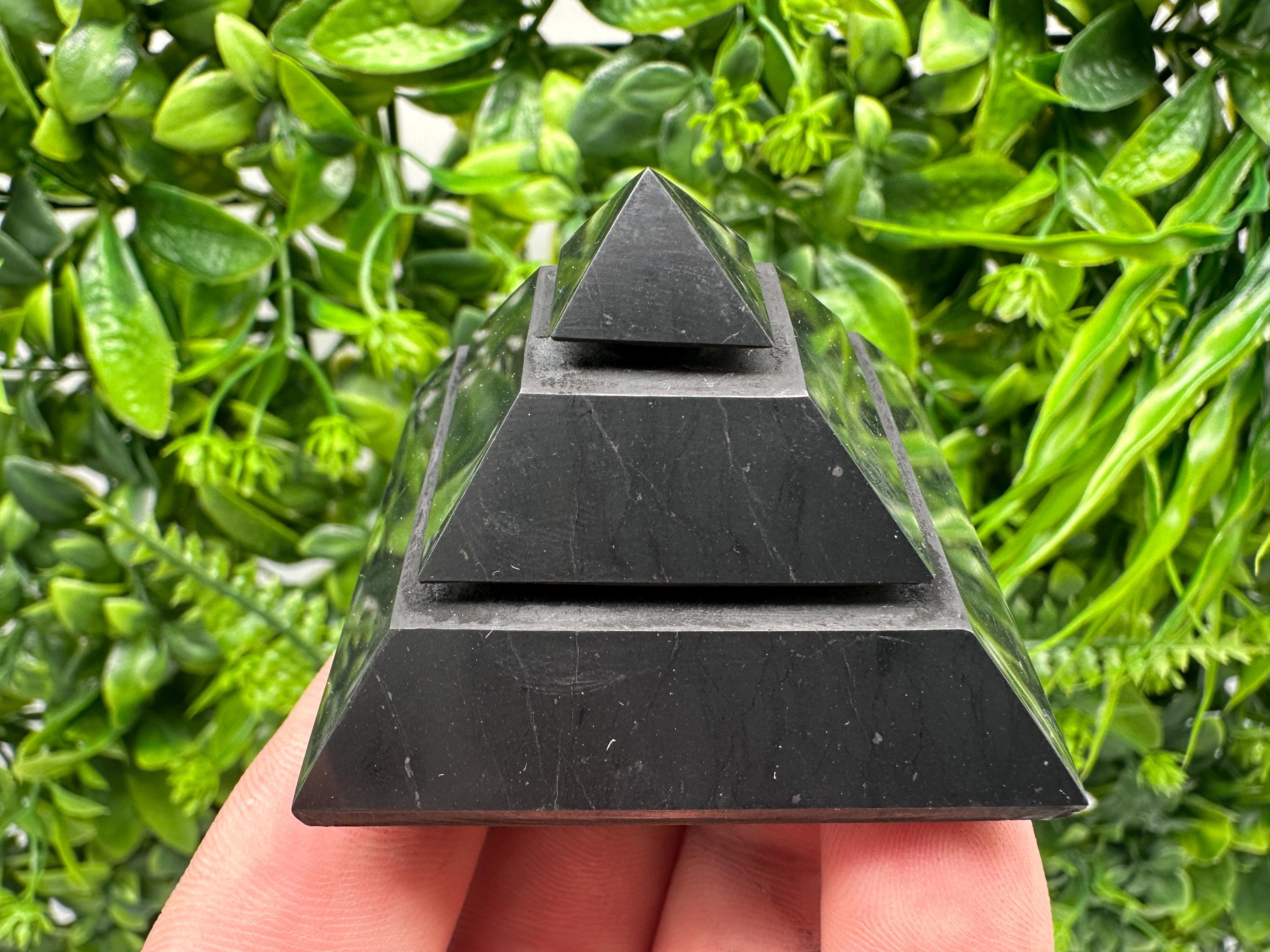 Polished Shungite Pyramid: EMF Protection, Sacred Geometry (5cm)