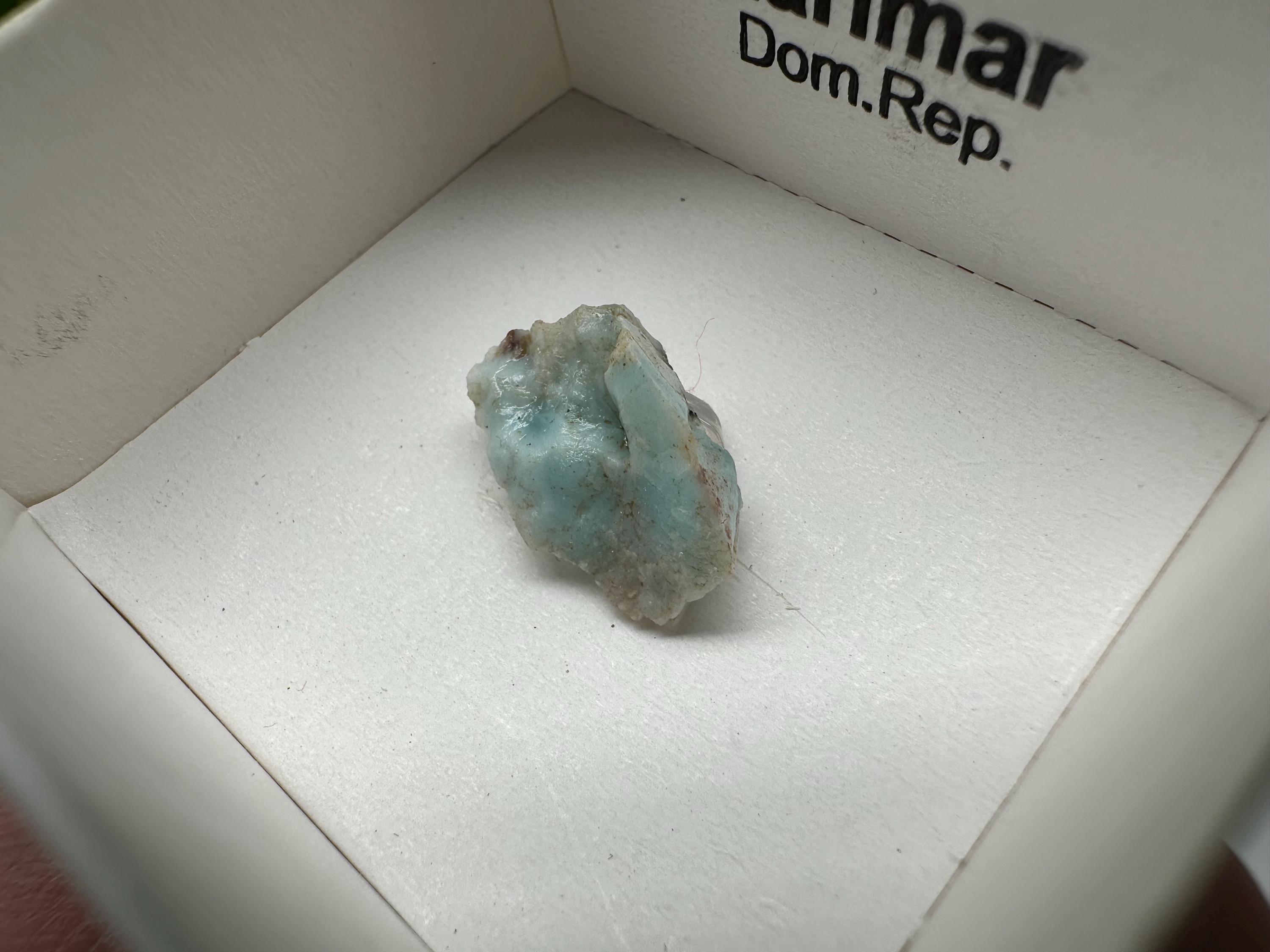 Rare Raw Larimar Specimen: Dominican Republic Crystal BOX 4/4 cm