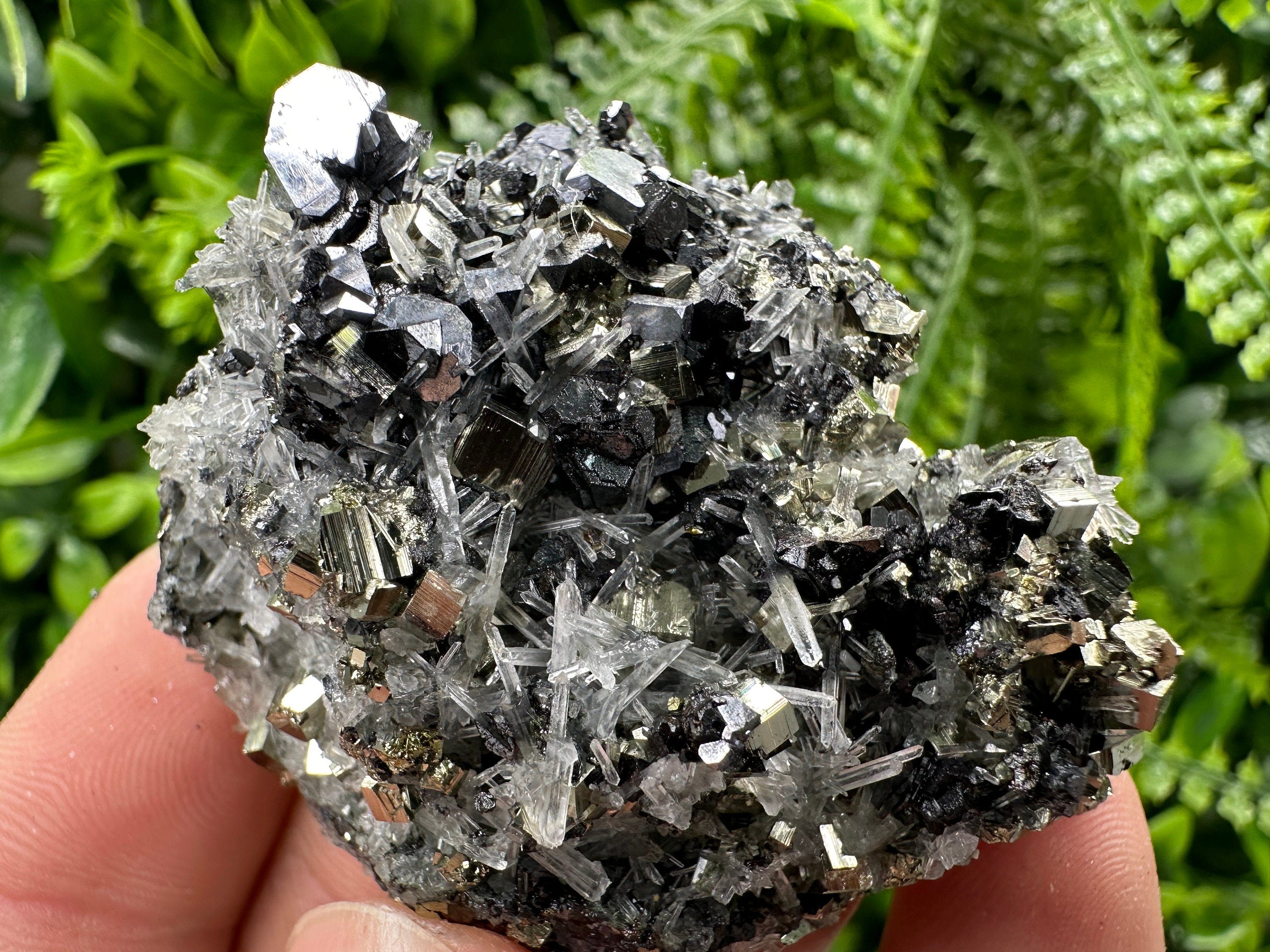 Galena Sphalerite Pyrite on Quartz: Borieva Mine Crystal Decor