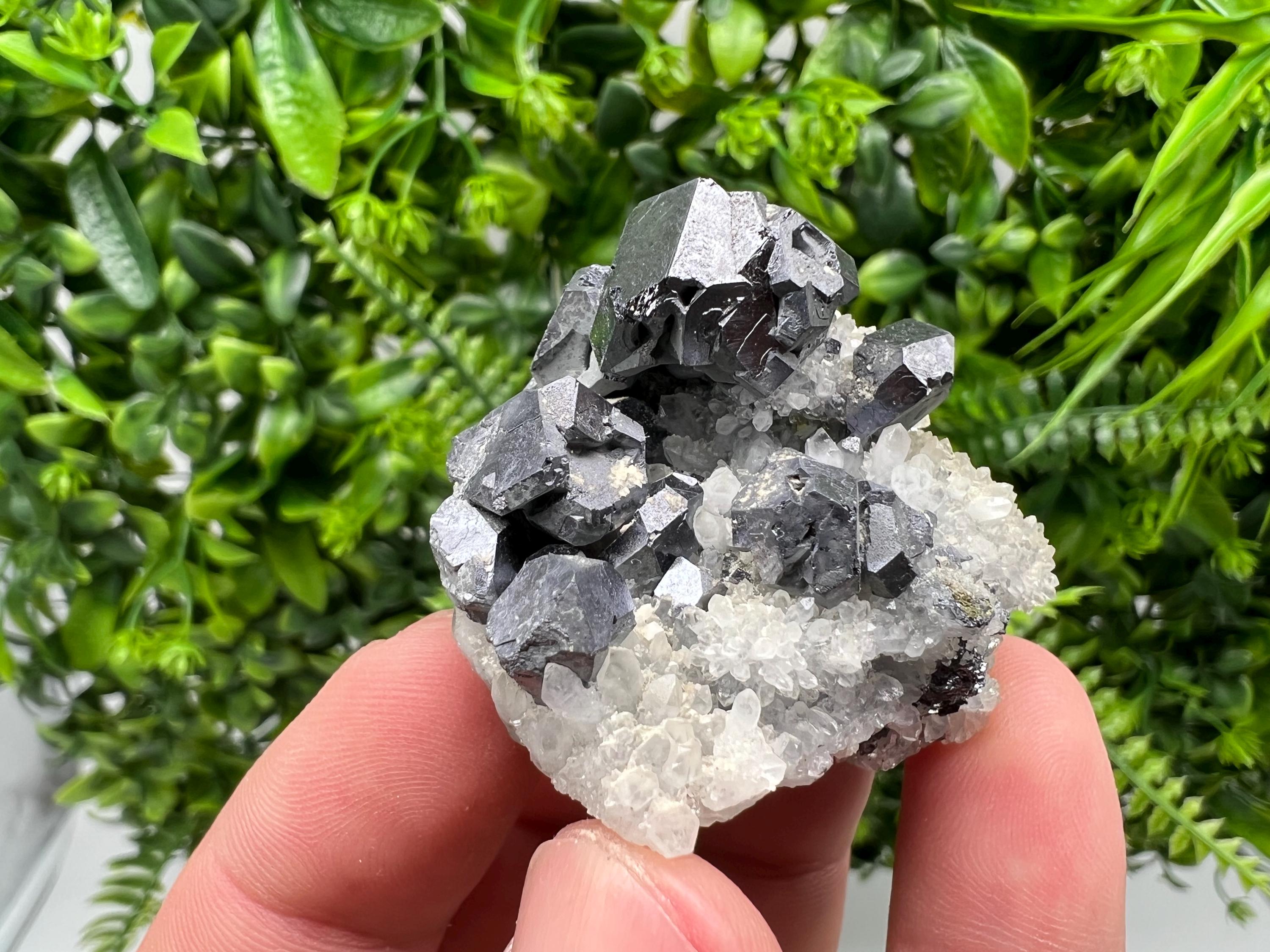 Galena on Chalcedony, Krushev Dol Mine, Bulgaria
