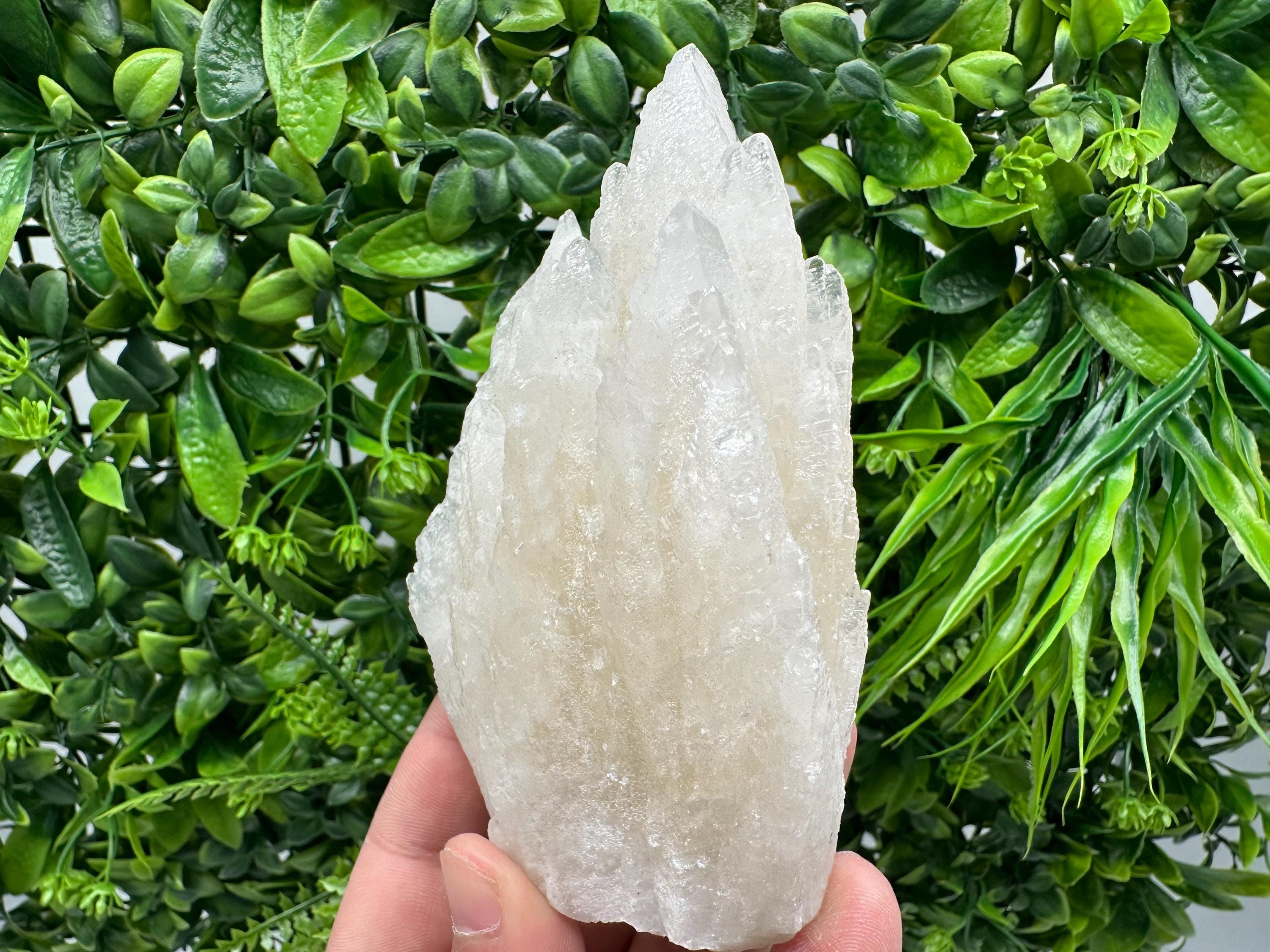 Calcite on Green Quartz: Djurcovo Mine, Bulgaria
