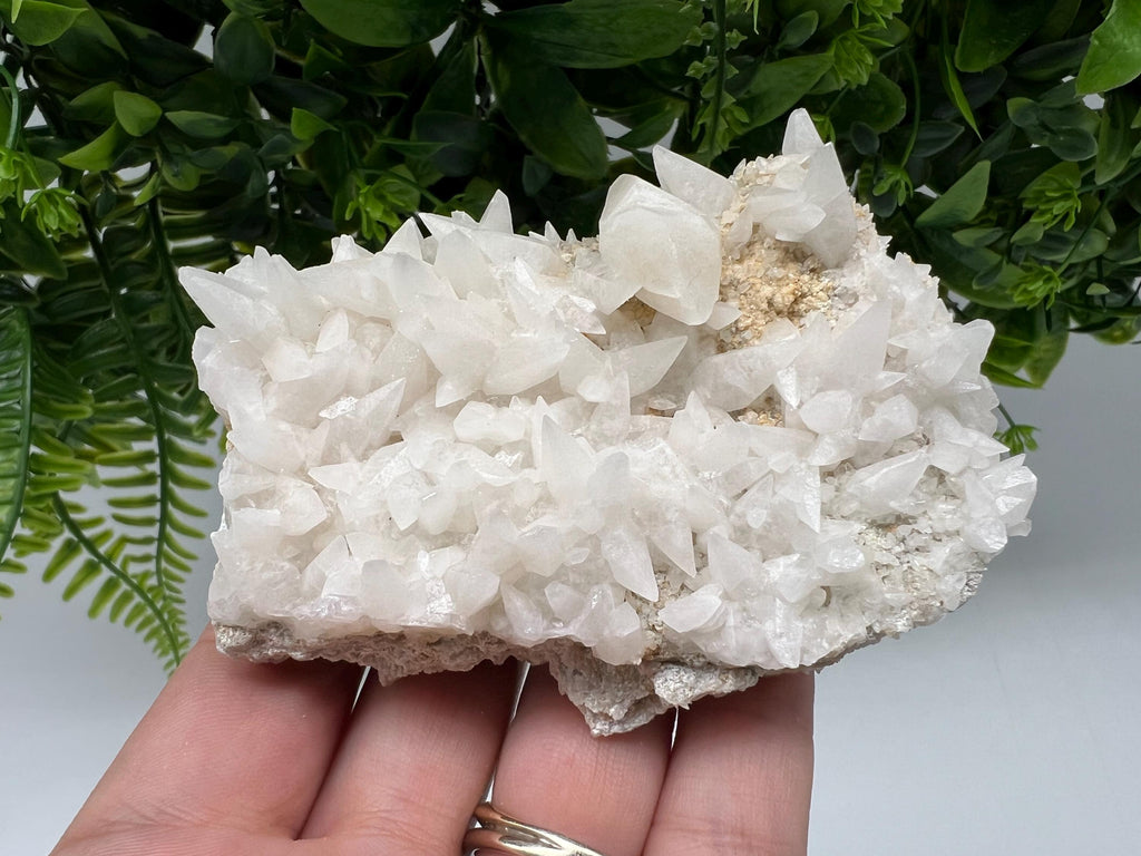 Calcite on Green Quartz: Djurcovo Mine, Bulgaria Healing Crystal