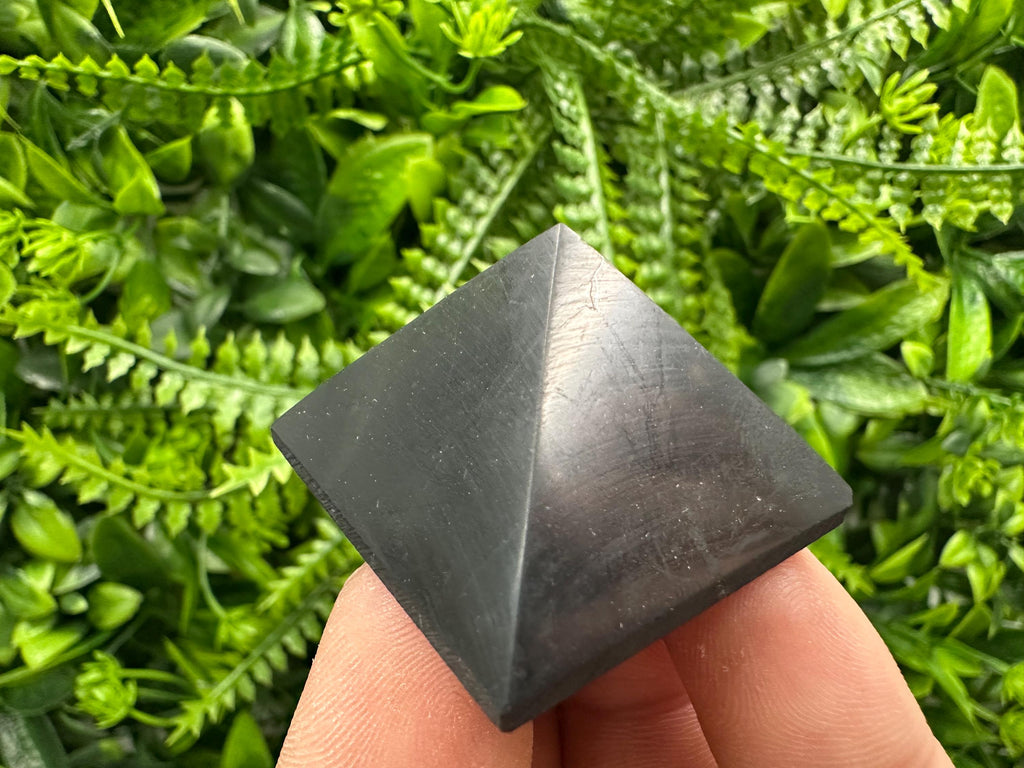 Shungite Pyramid (3cm): Polished EMF Protection Crystal