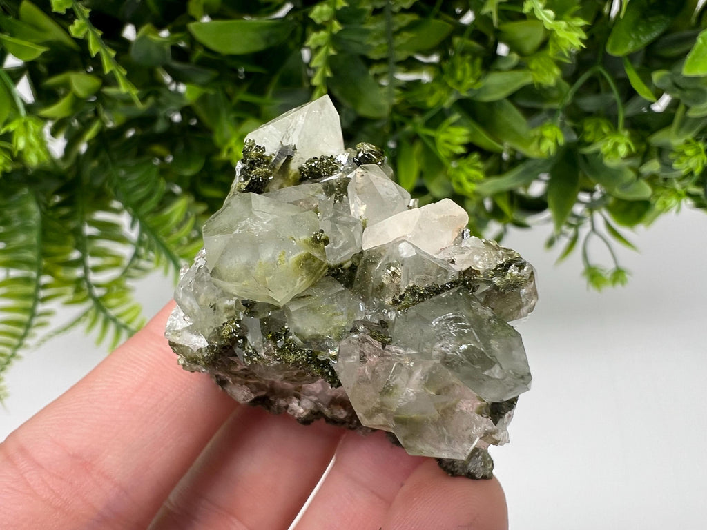 Green Epidote with Quartz Crystals - Extremely Sparkly with Rainbows,souvenirs collection stone,gift,decor, Eastern Anatolian, Turkey