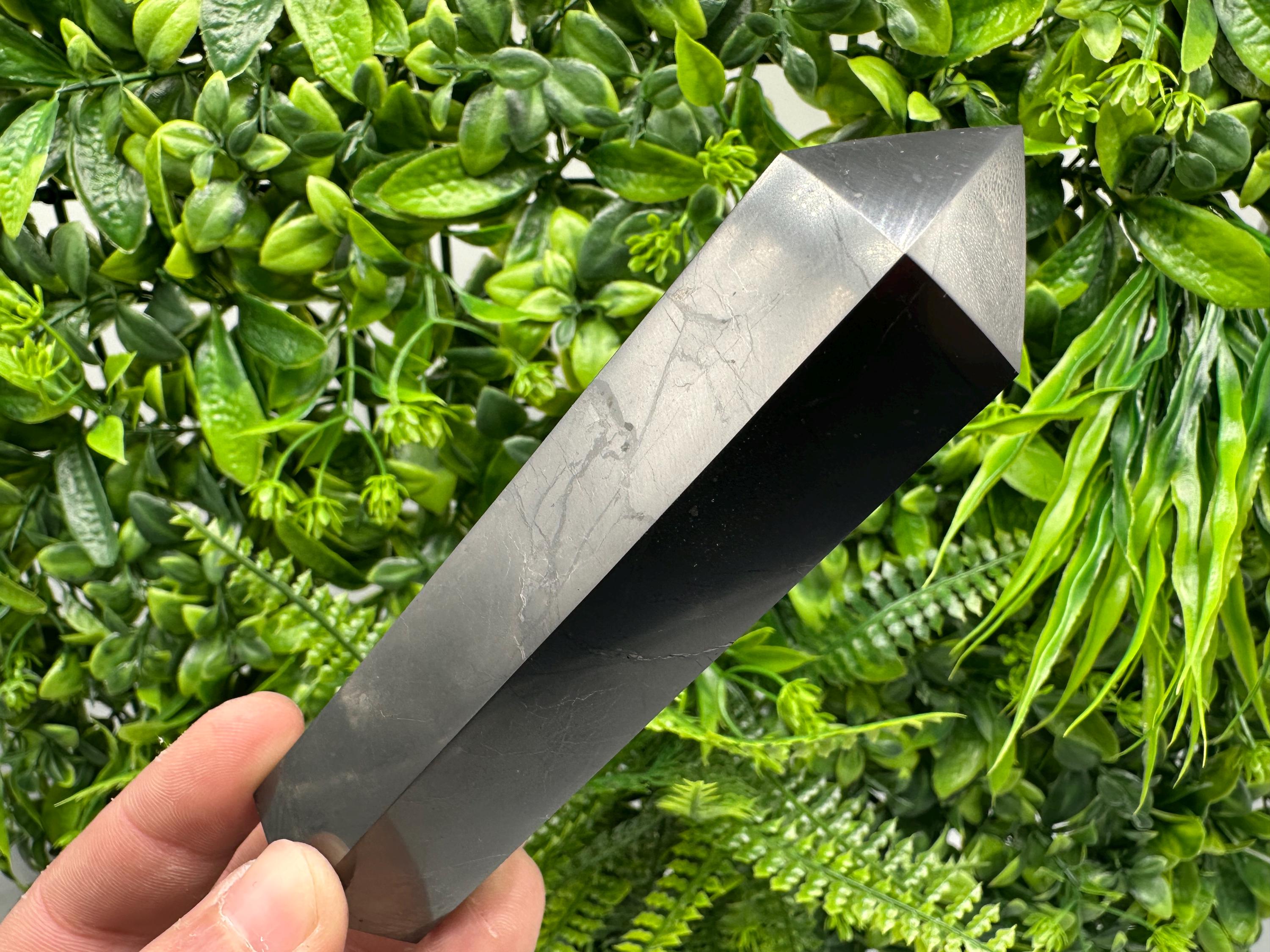 12cm Shungite Stone Tower: EMF Neutralizer, Energy Protection