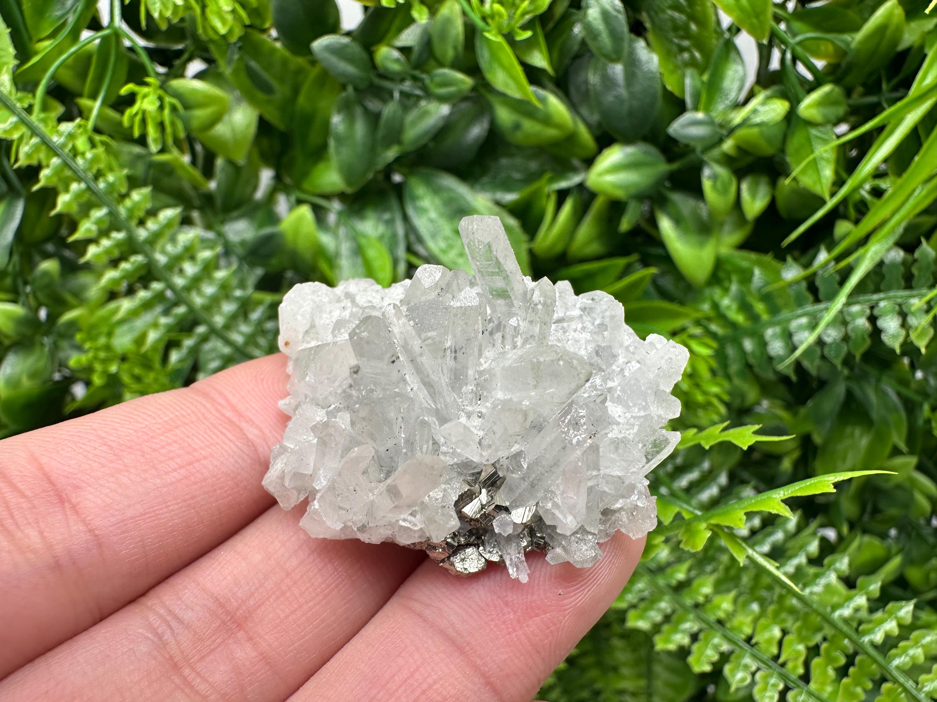 Pyrite on Green Quartz, Bulgaria Mineral Specimen, Home Decor Stone