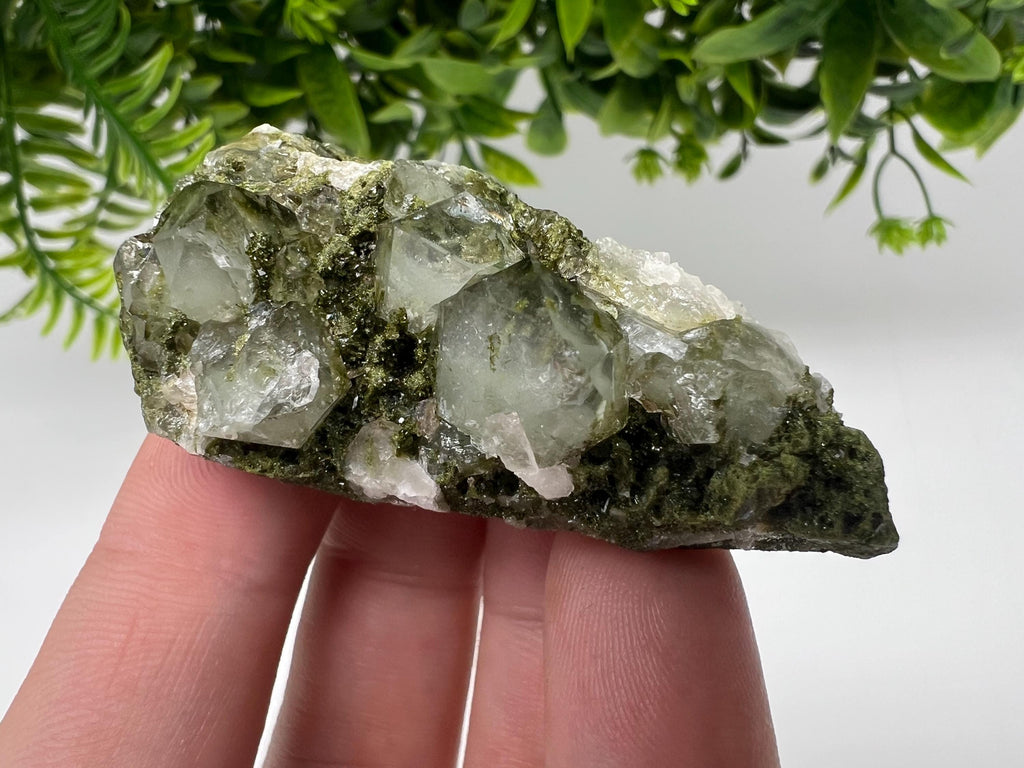 Rare Green Epidote with Quartz Crystal Cluster, Eastern Anatolia