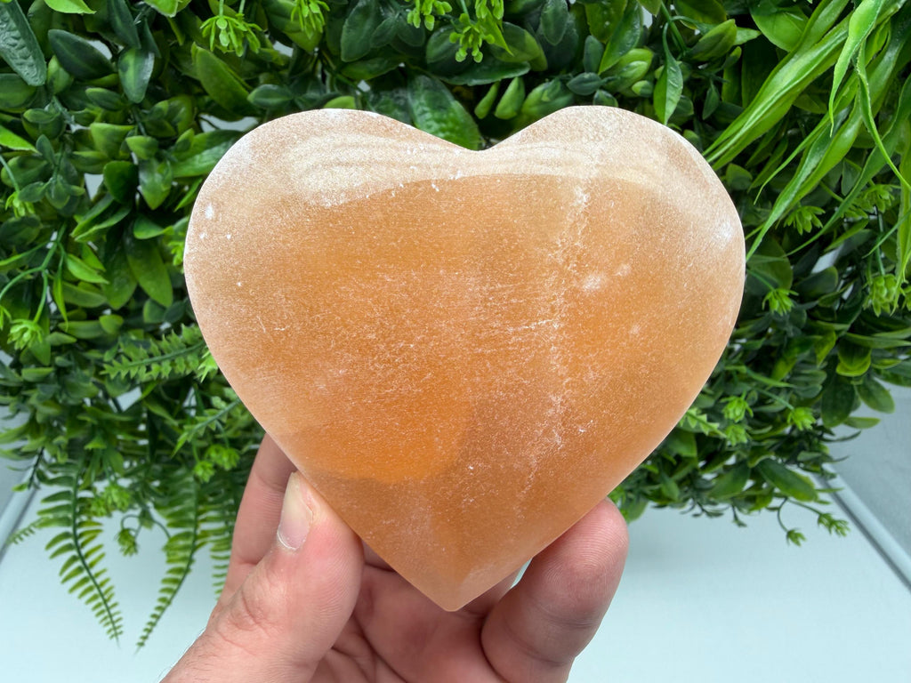 Orange Selenite Heart Crystal Selenite Charging Heart – Natural Crystal Heart – Reiki Healing Stone – Meditation Crystal – Spiritual Decor