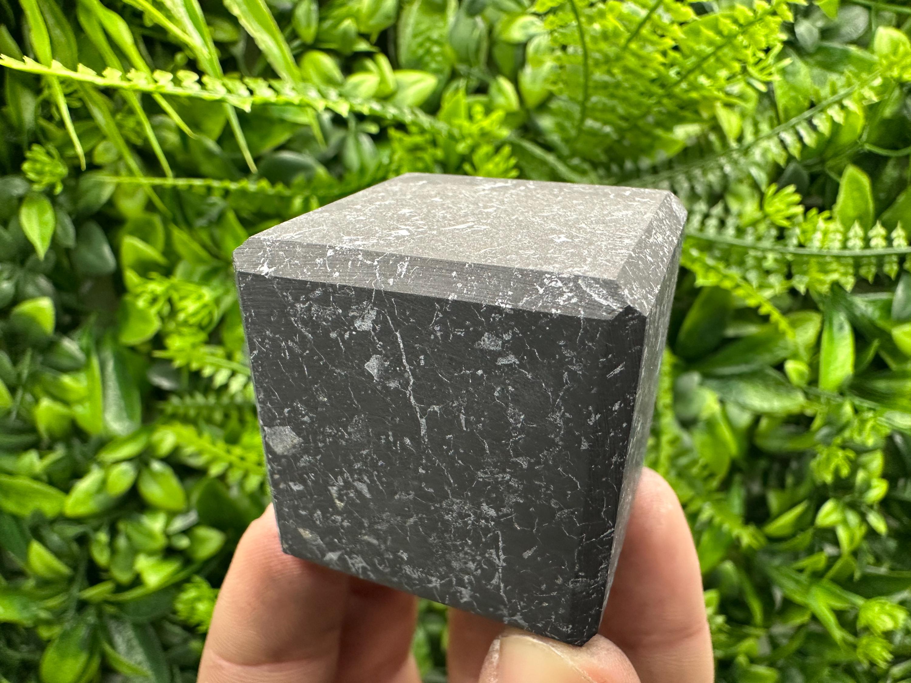 Shungite Cube 4cm: EMF & 5G Protection, Healing Crystal
