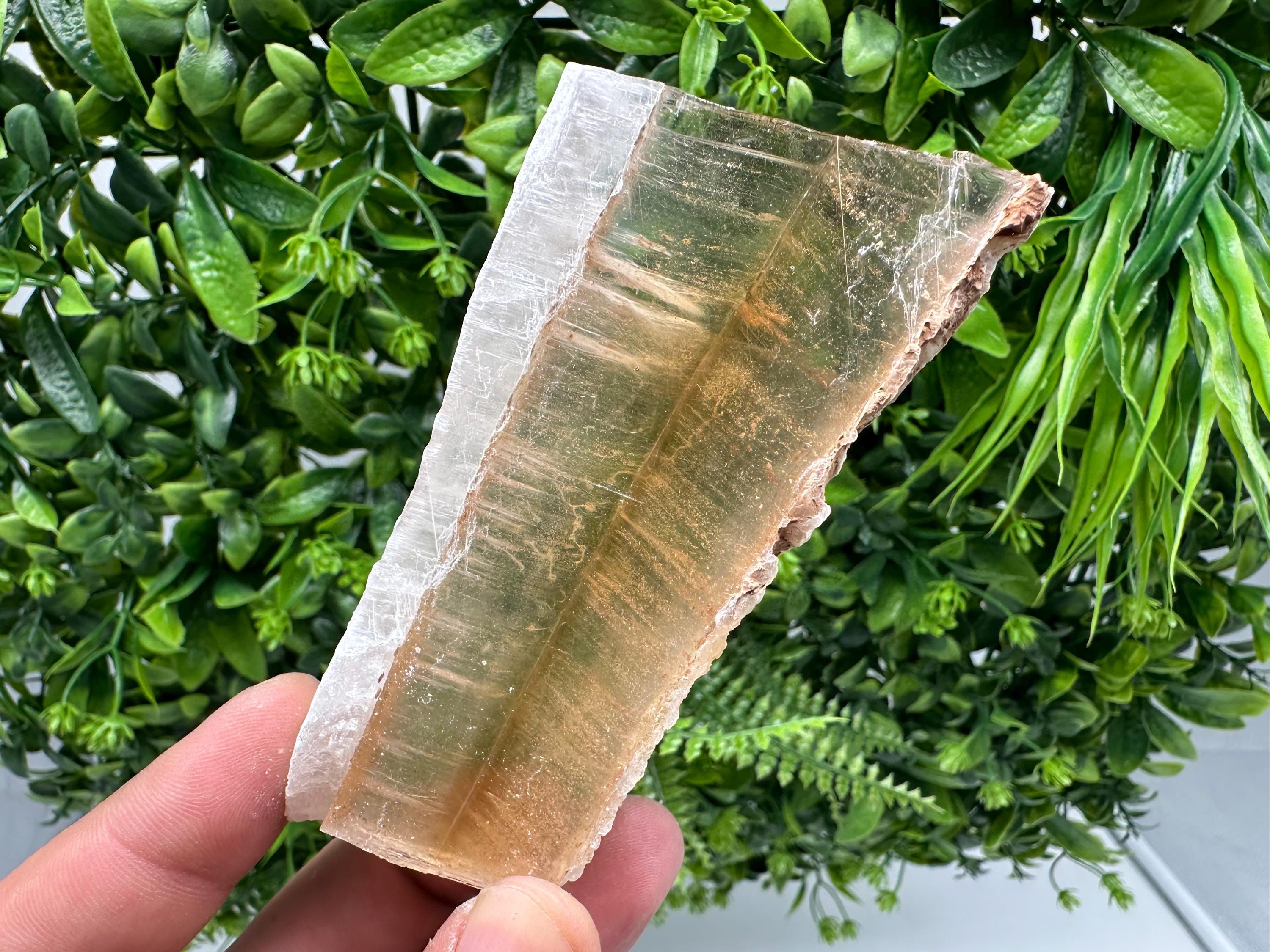 Golden Phantom Selenite Slab: Utah Raw Crystal Wand (2.2/6cm
