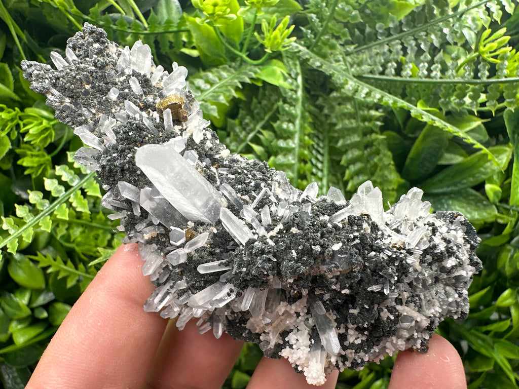 Quartz with Calcite and Chlorite: Borieva Mine Crystal Souvenir