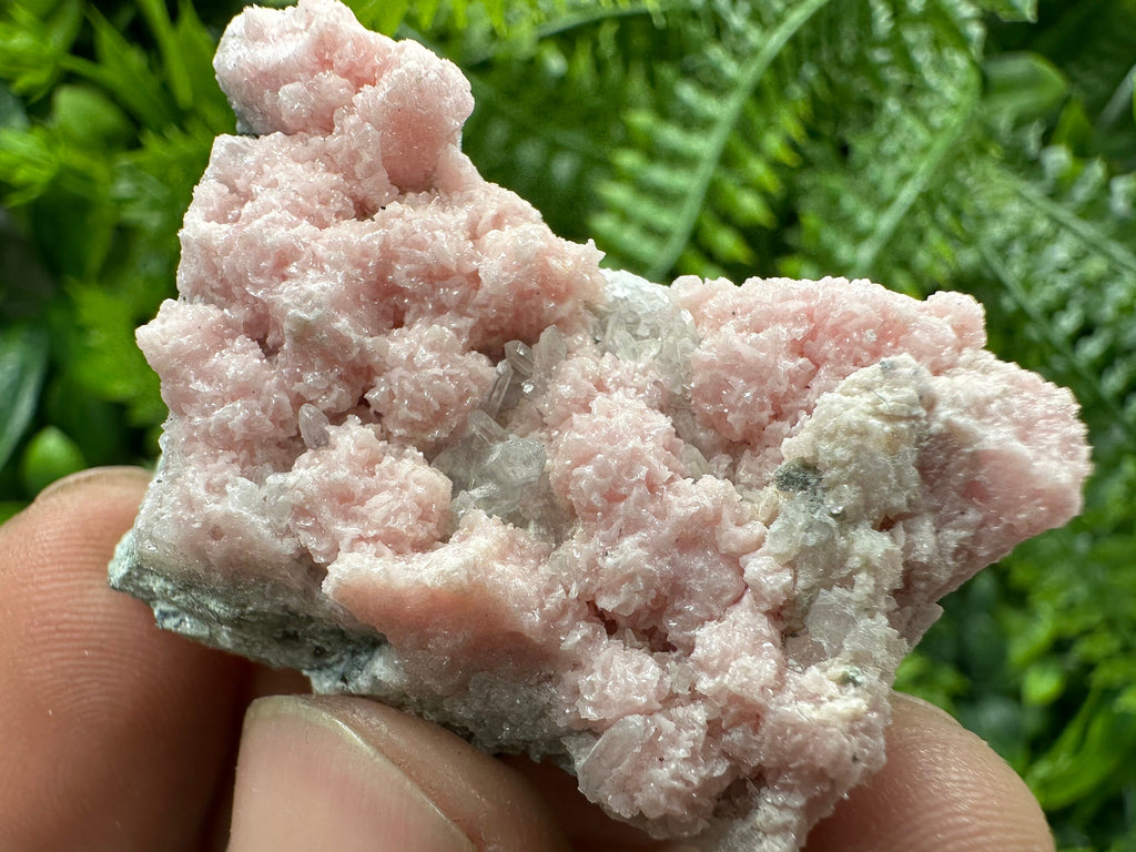 Rhodochrosite with Quartz Crystals: Bulgarian Home Decor Stone