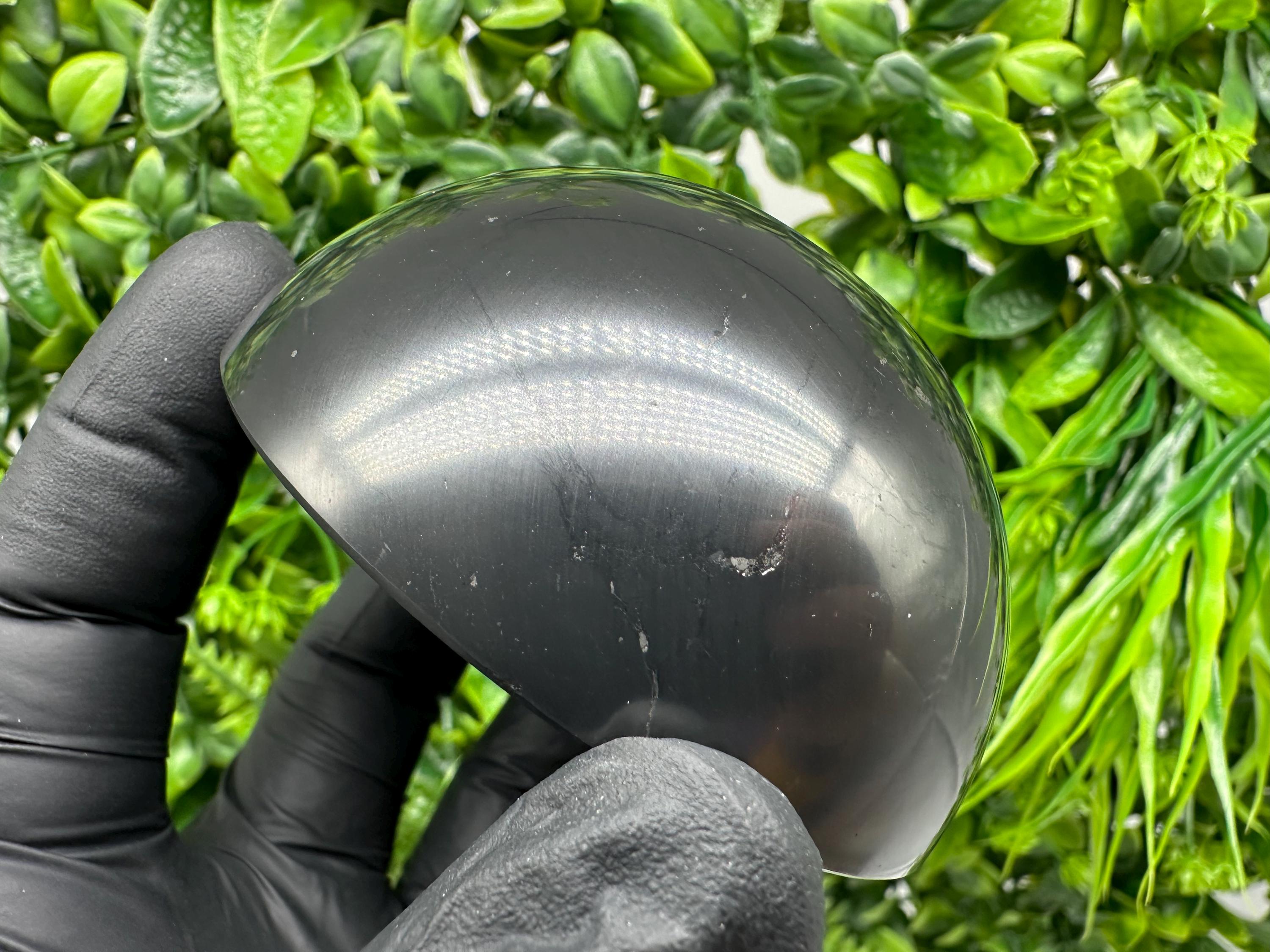 Polished Shungite Bowl 80mm: EMF Protection, Water Purification