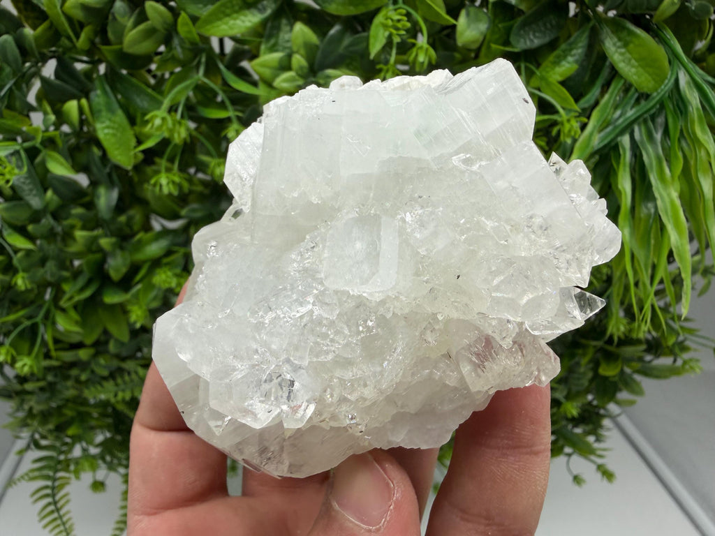 Transparent Apophyllite on Chalcedony Mineral Specimen, India Crystals (9/8/5 cm)