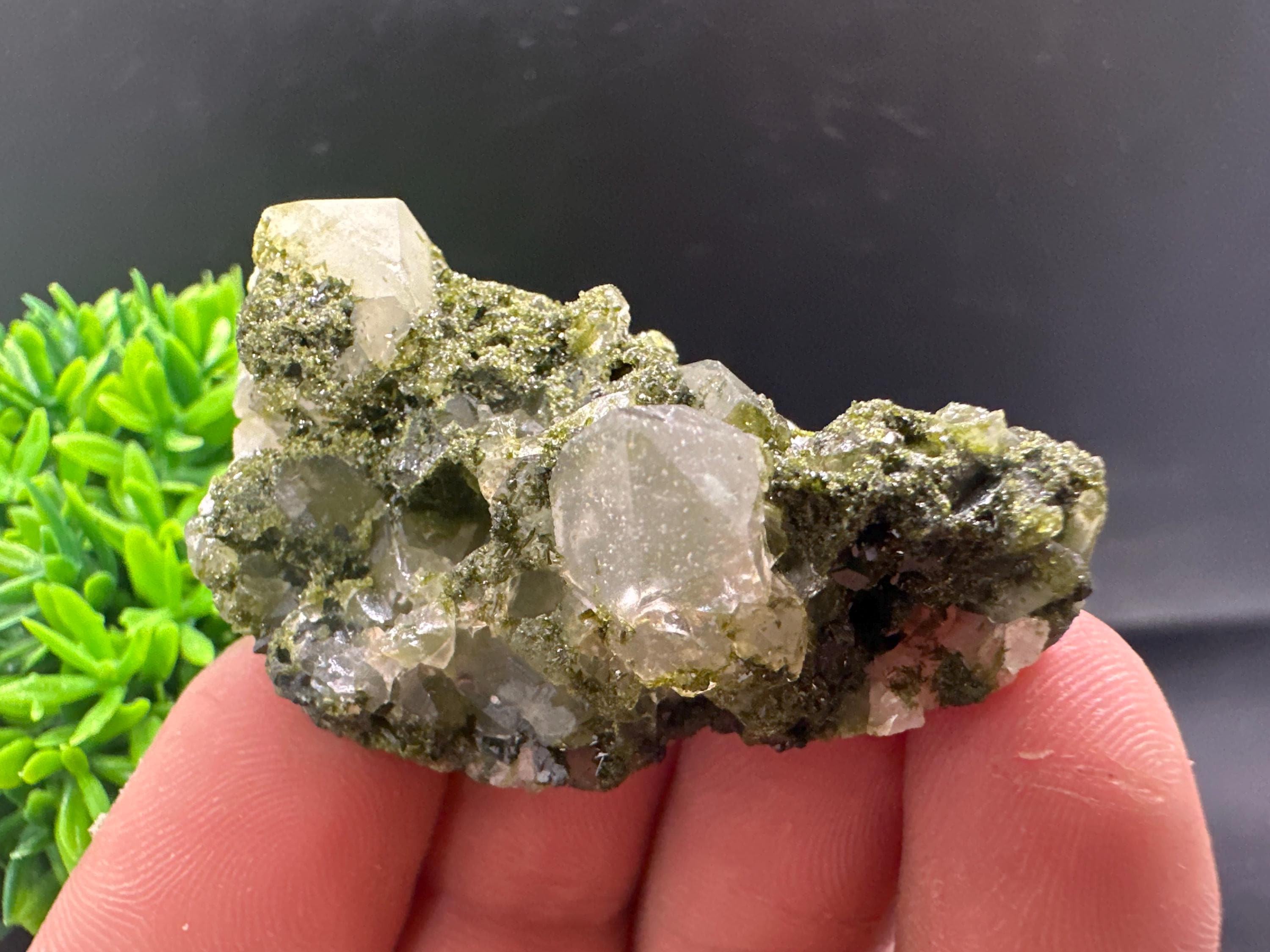 Rare Green Epidote with Quartz Crystals, Eastern Anatolia Turkey