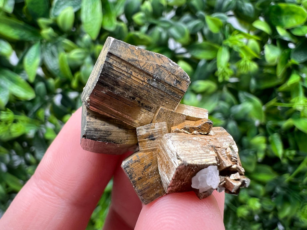 Rainbow Pyrite with Calcite, Natural Crystal Souvenir