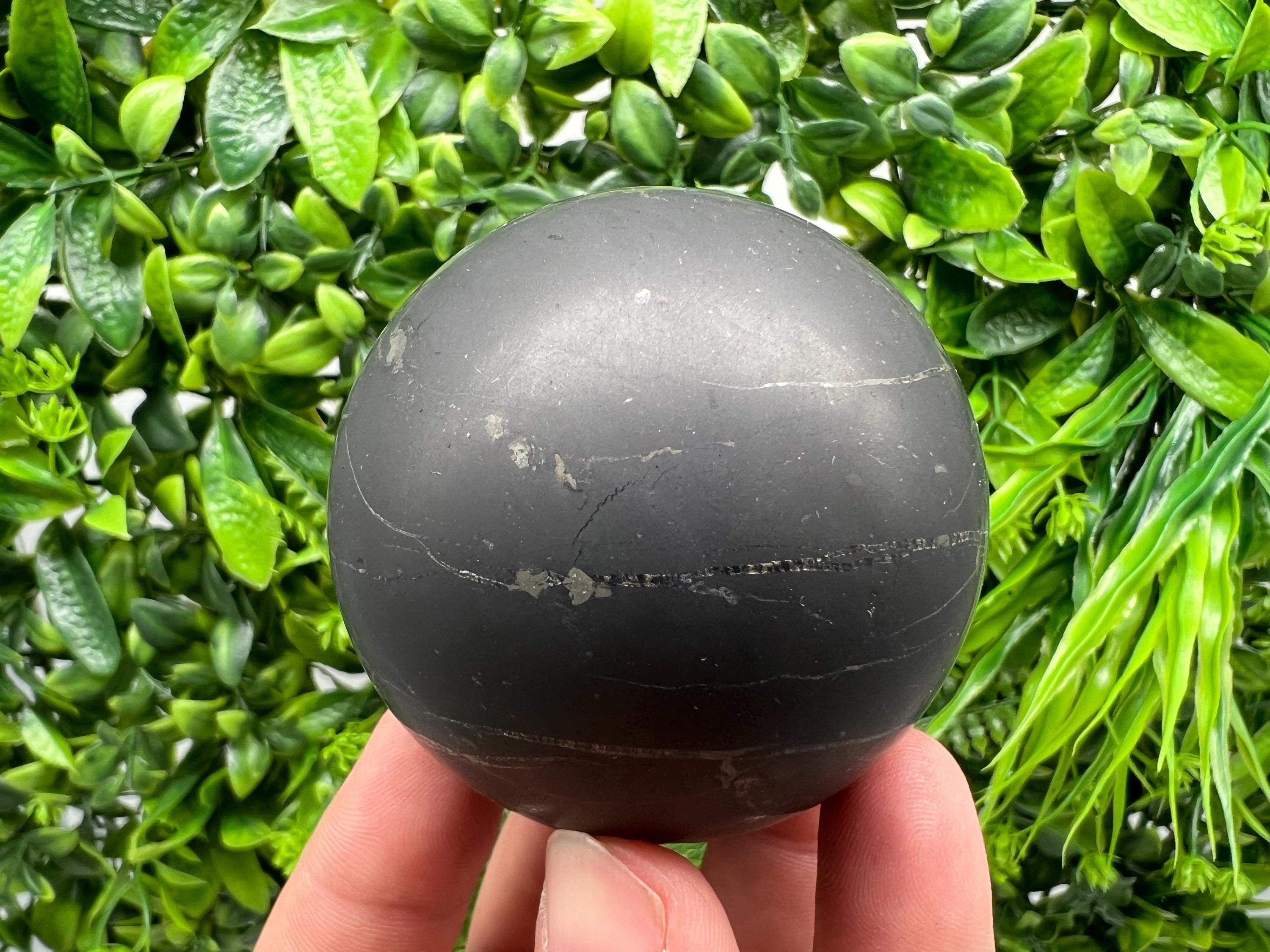 6cm Shungite Sphere: Unpolished Crystal, EMF Protection