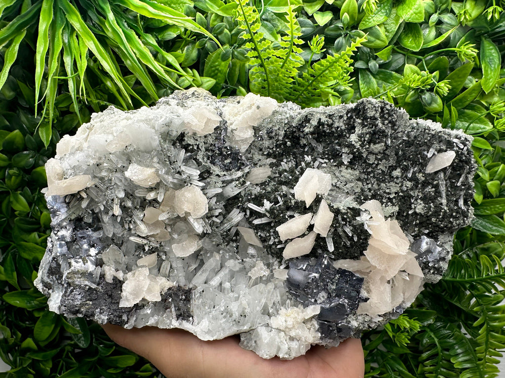 Galena Sphalerite Calcite on Quartz, Bulgaria Mineral Specimen