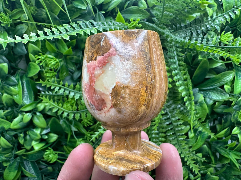 Vintage Natural Onyx Goblet: Unique Stone Wine Cup