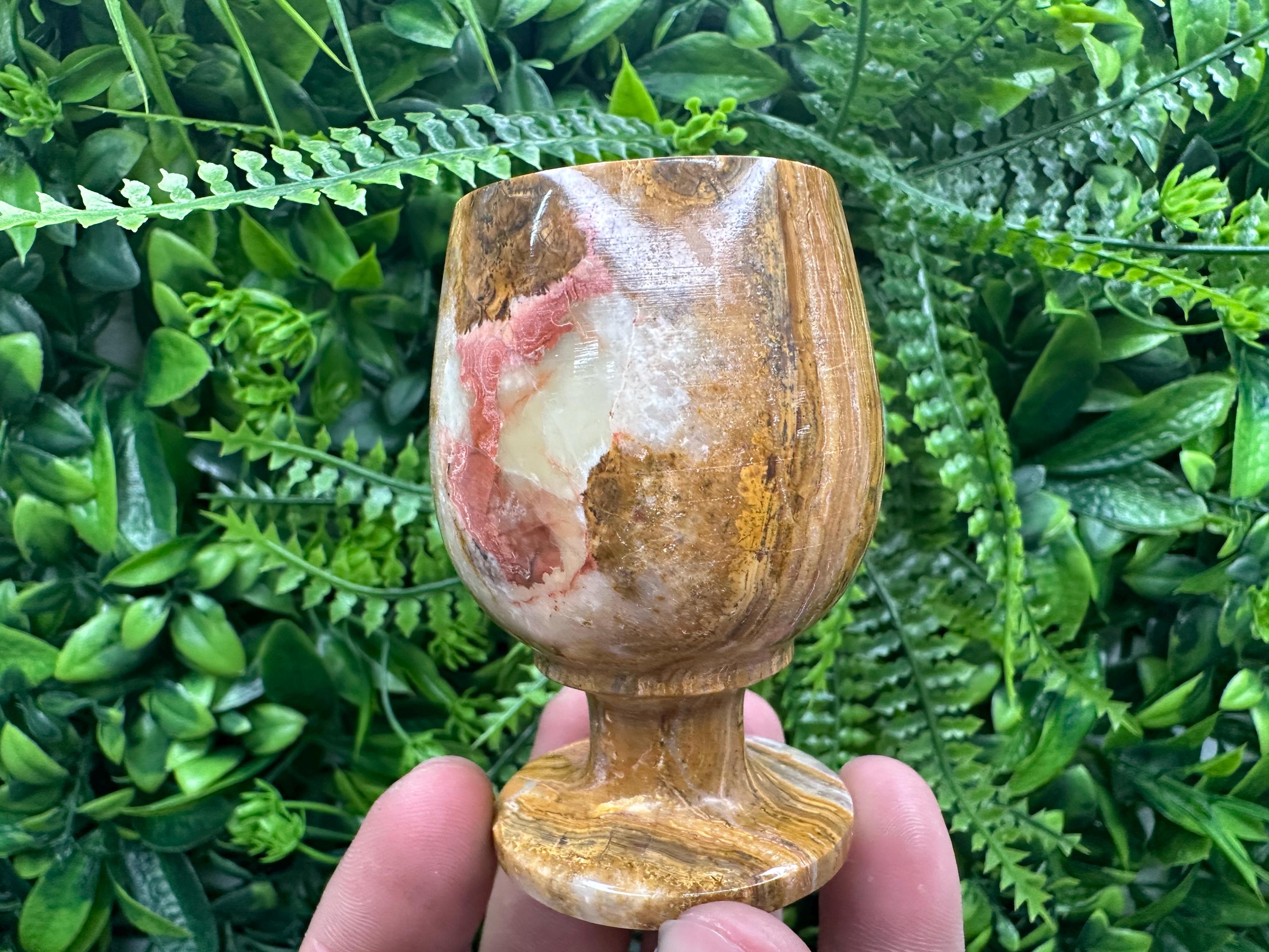 Vintage Natural Onyx Goblet: Unique Stone Wine Cup