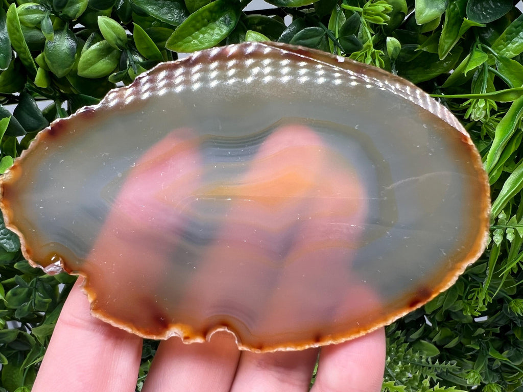 Large Polished Agate Slice: Spiritual Healing Crystal Coaster, 13/7.5 cm
