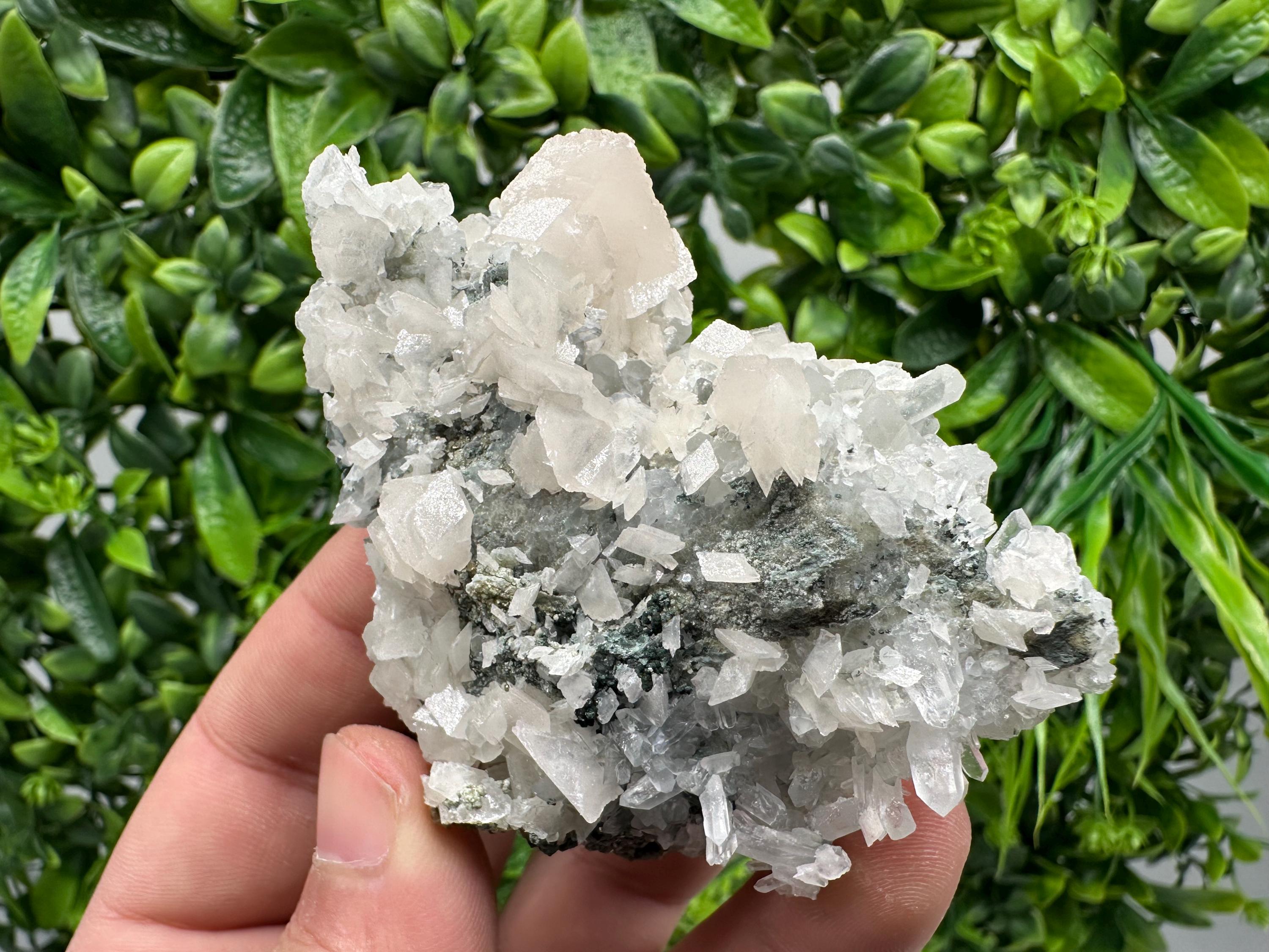Calcite Quartz Mineral Specimen on Chlorite Matrix, Bulgaria