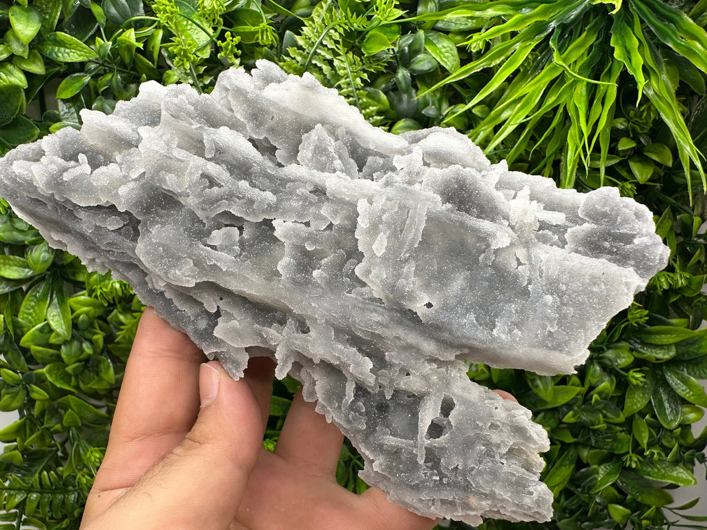Blue Chalcedony Quartz with Chlorite Inclusions, Bulgaria Crystal Decor Stone