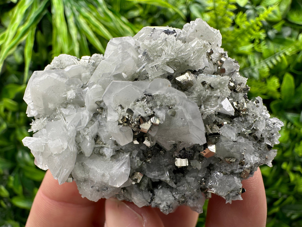 Pyrite Calcite on Quartz: Natural Mineral Specimen, Bulgaria