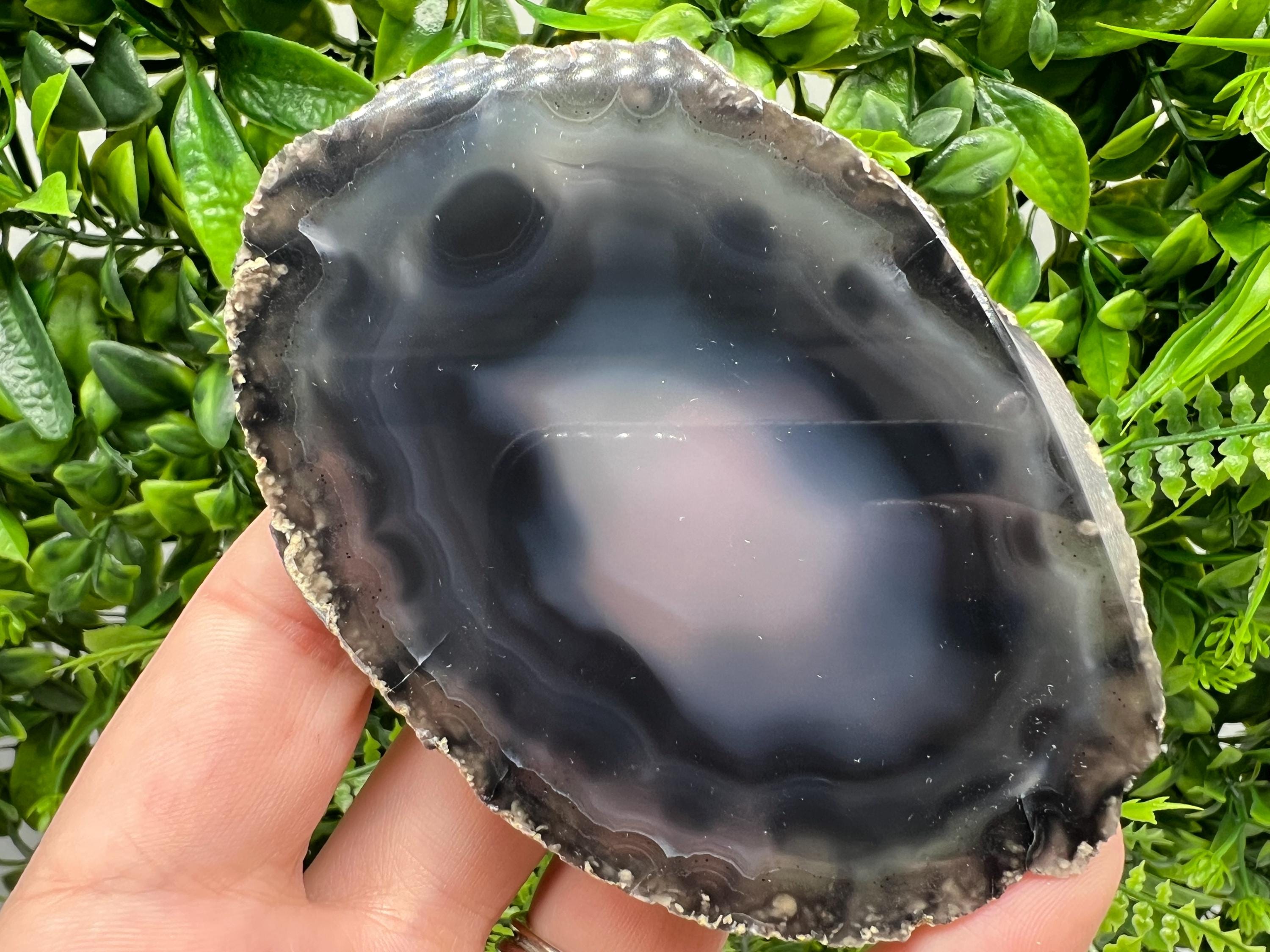Large Polished Agate Slice: Spiritual Healing Crystal Coaster, 73 grams