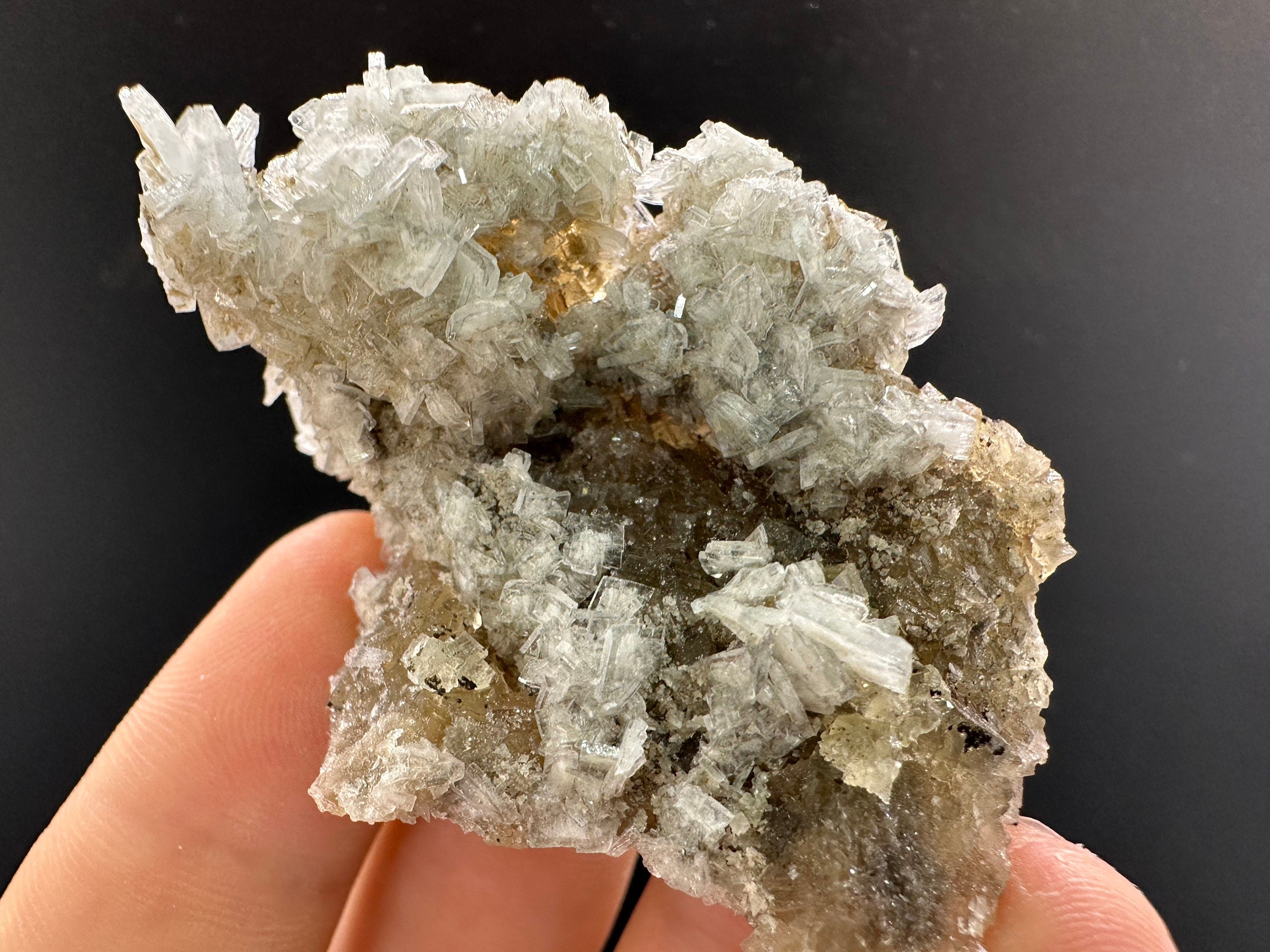 Blue Barite on Yellow Fluorite Mineral Specimen from Spain