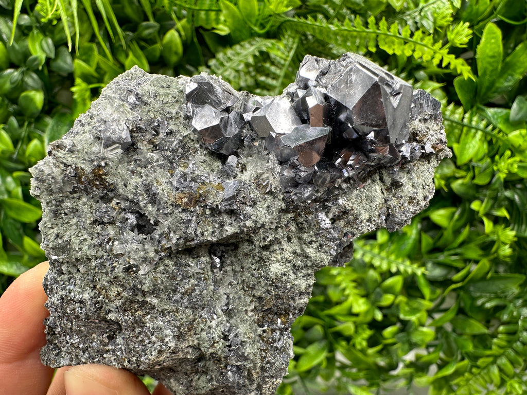 Shiny Galena on Matrix: Borieva Mine Crystal Decor