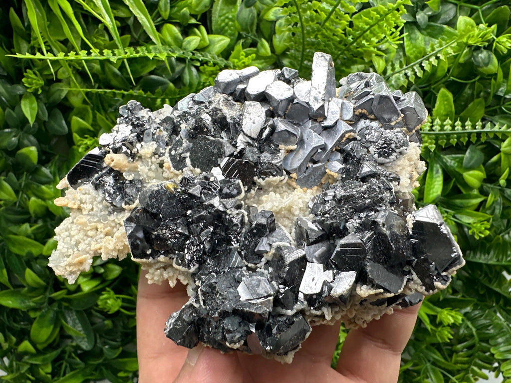 Skeletal Galena, Sphalerite, Quartz, and Calcite Mineral Specimen