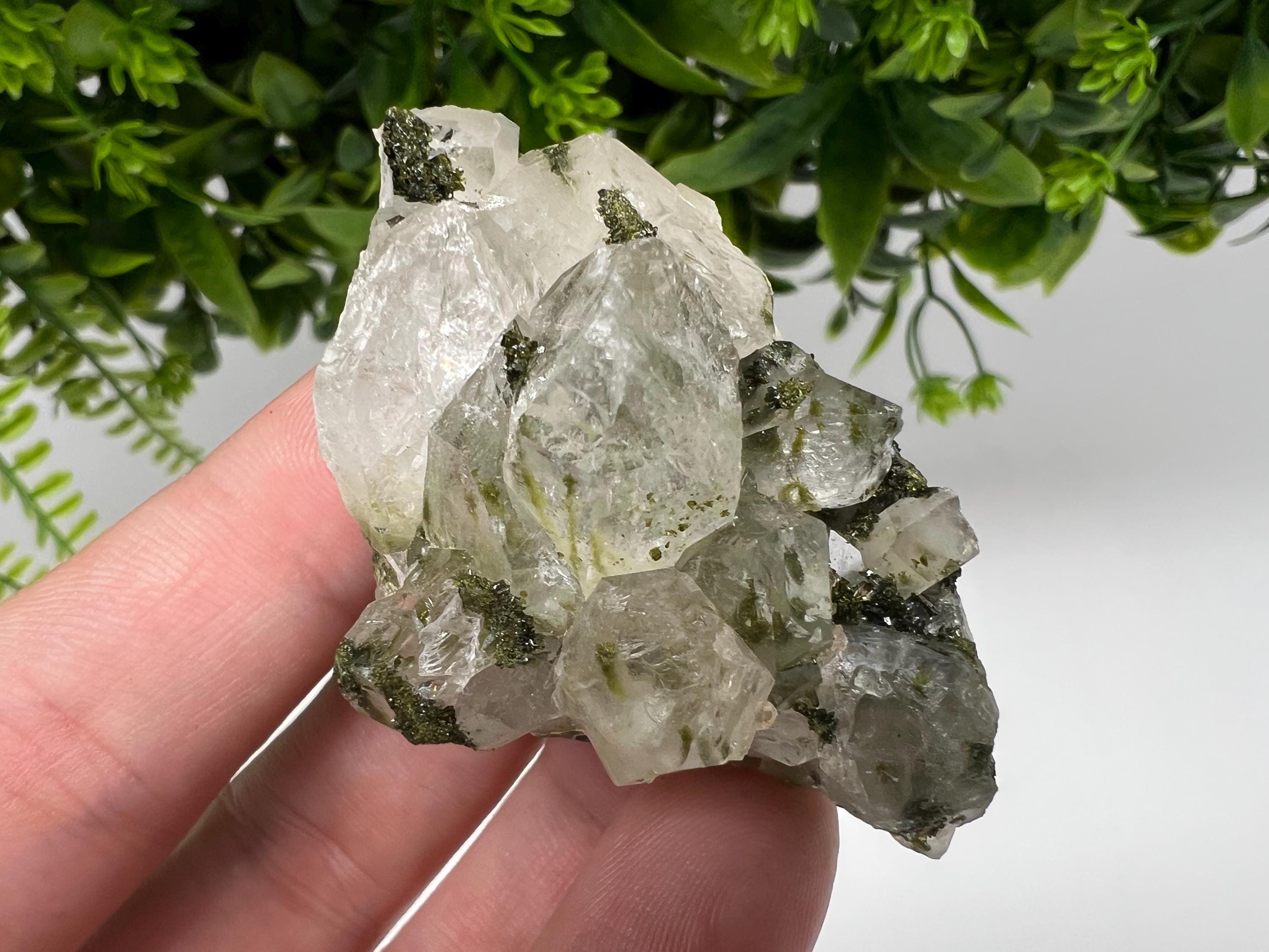 LARGE, Green Epidote with Quartz Crystals - Extremely Sparkly with Rainbows,souvenirs collection stone,gift,decor, Eastern Anatolian, Turkey