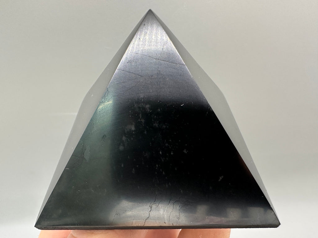 Shungite Crystal Pyramid (7cm): EMF & 5G Protection, Healing Stone