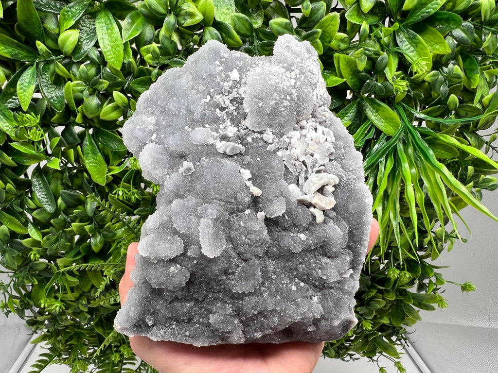 Large Quartz Chalcedony with Chlorite Inclusions: Deep Blue Crystal Decor