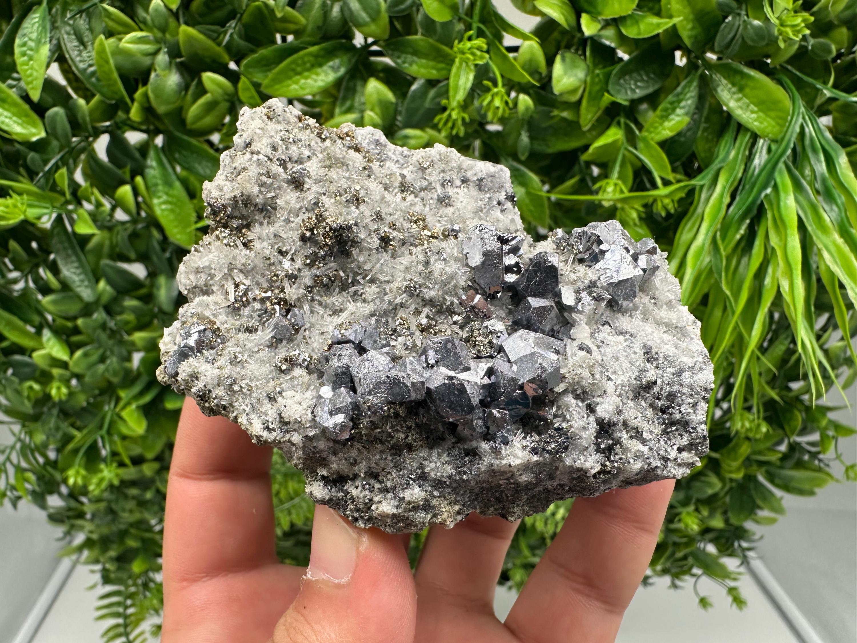 Galena Sphalerite Pyrite on Quartz: Borieva Mine Mineral Cluster
