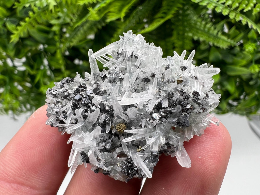 Sphalerite Chalcopyrite on Green Quartz with Hematite, Bulgaria Mineral Specimen