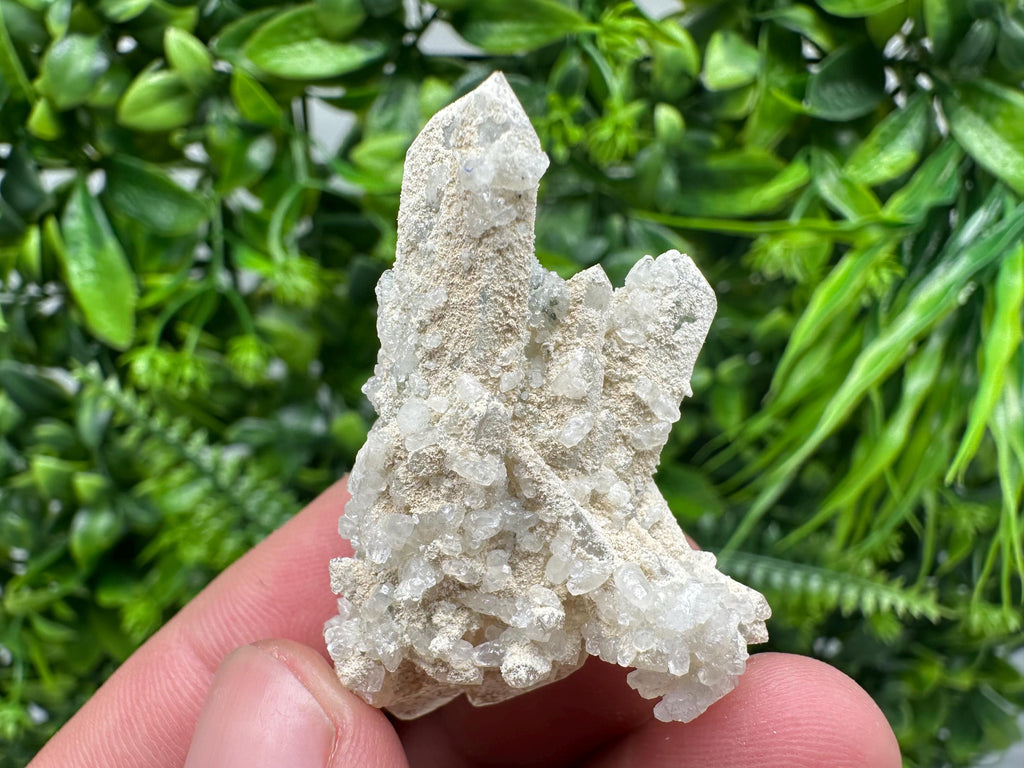 Calcite on Quartz Crystal: Borieva Mine, Bulgaria