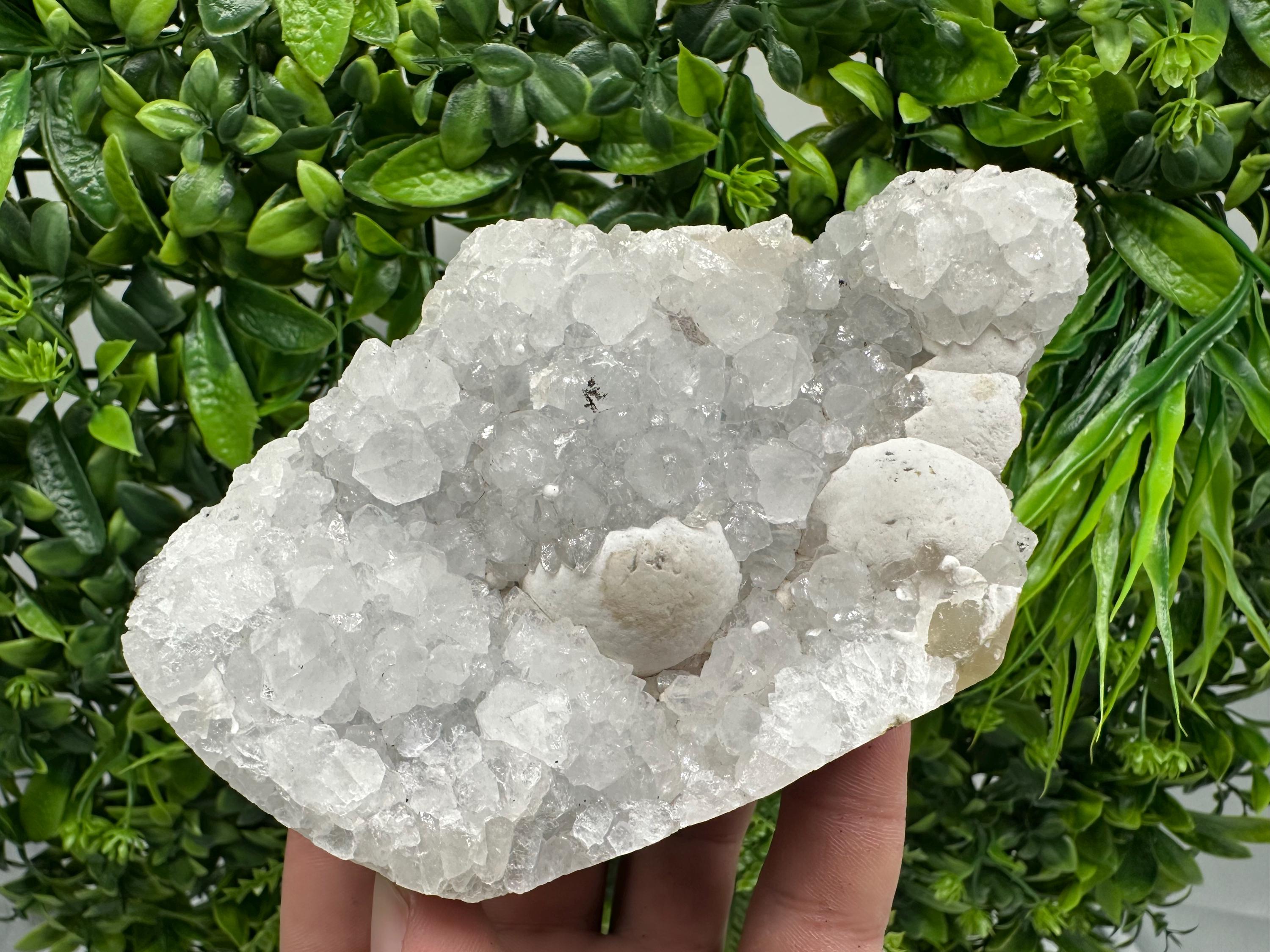 Transparent Apophyllite on Chalcedony, India Mineral Specimen