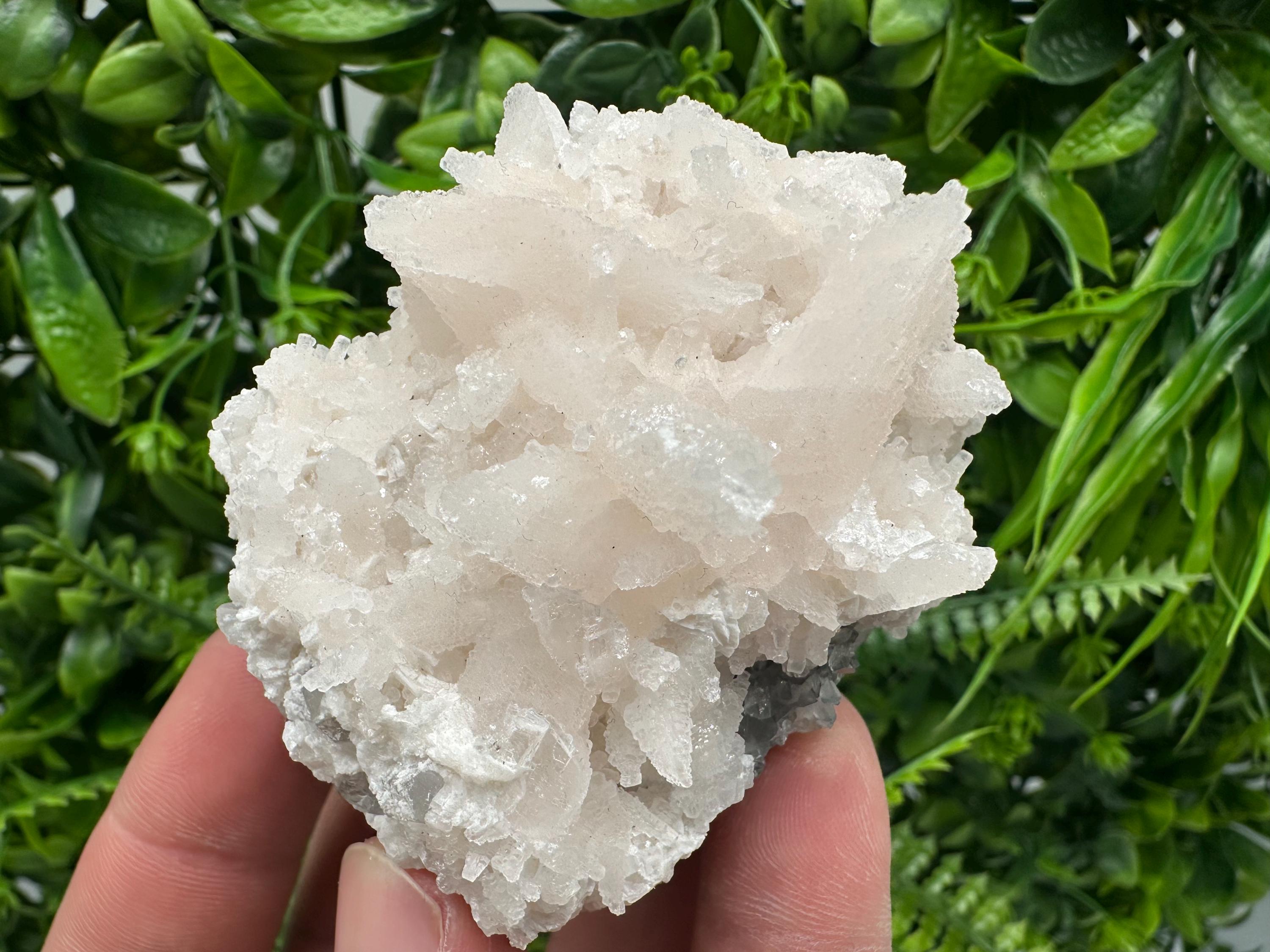 Calcite on Green Quartz: Djurcovo Mine, Bulgaria