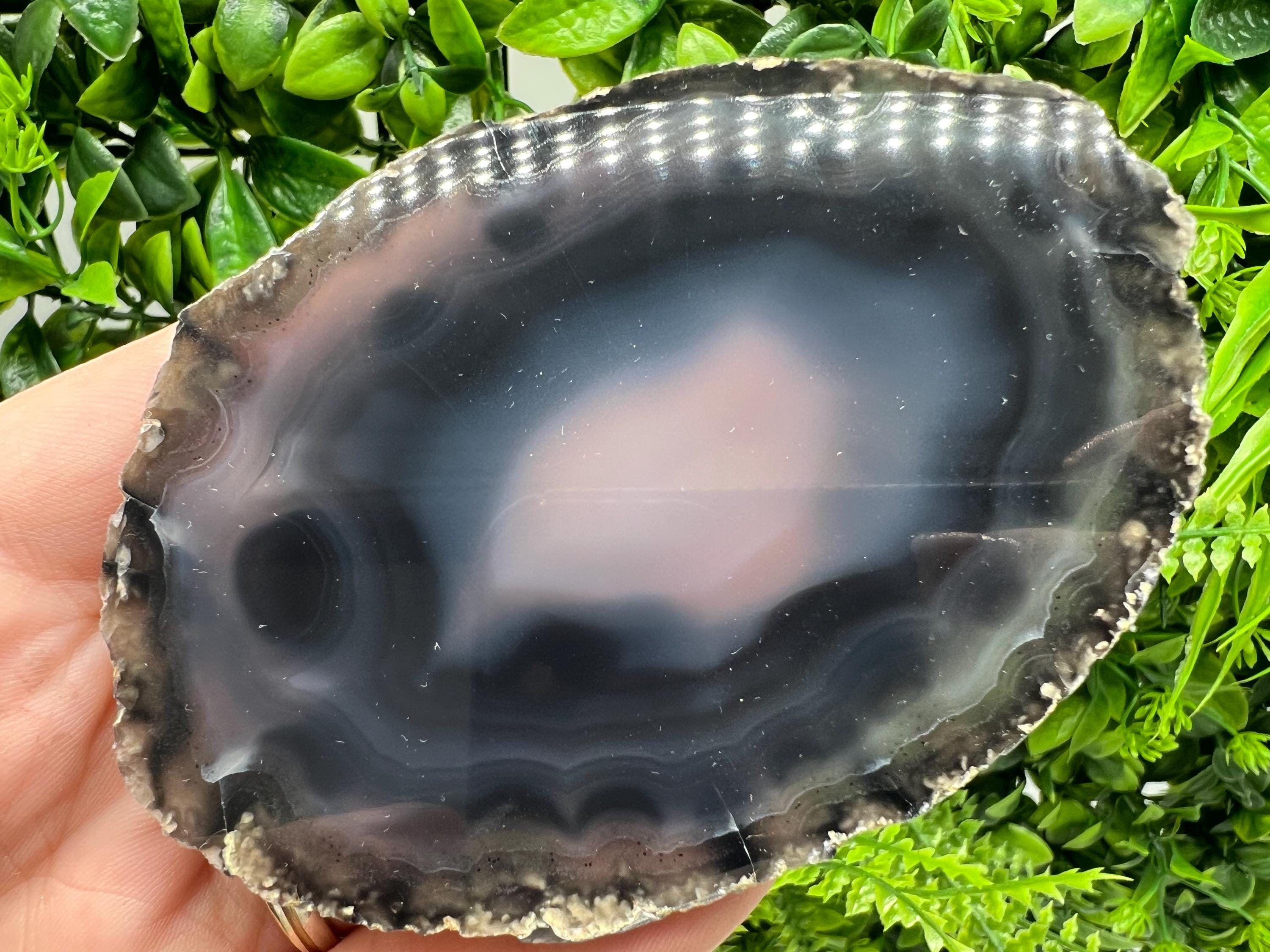 Large Polished Agate Slice: Spiritual Healing Crystal Coaster, 73 grams