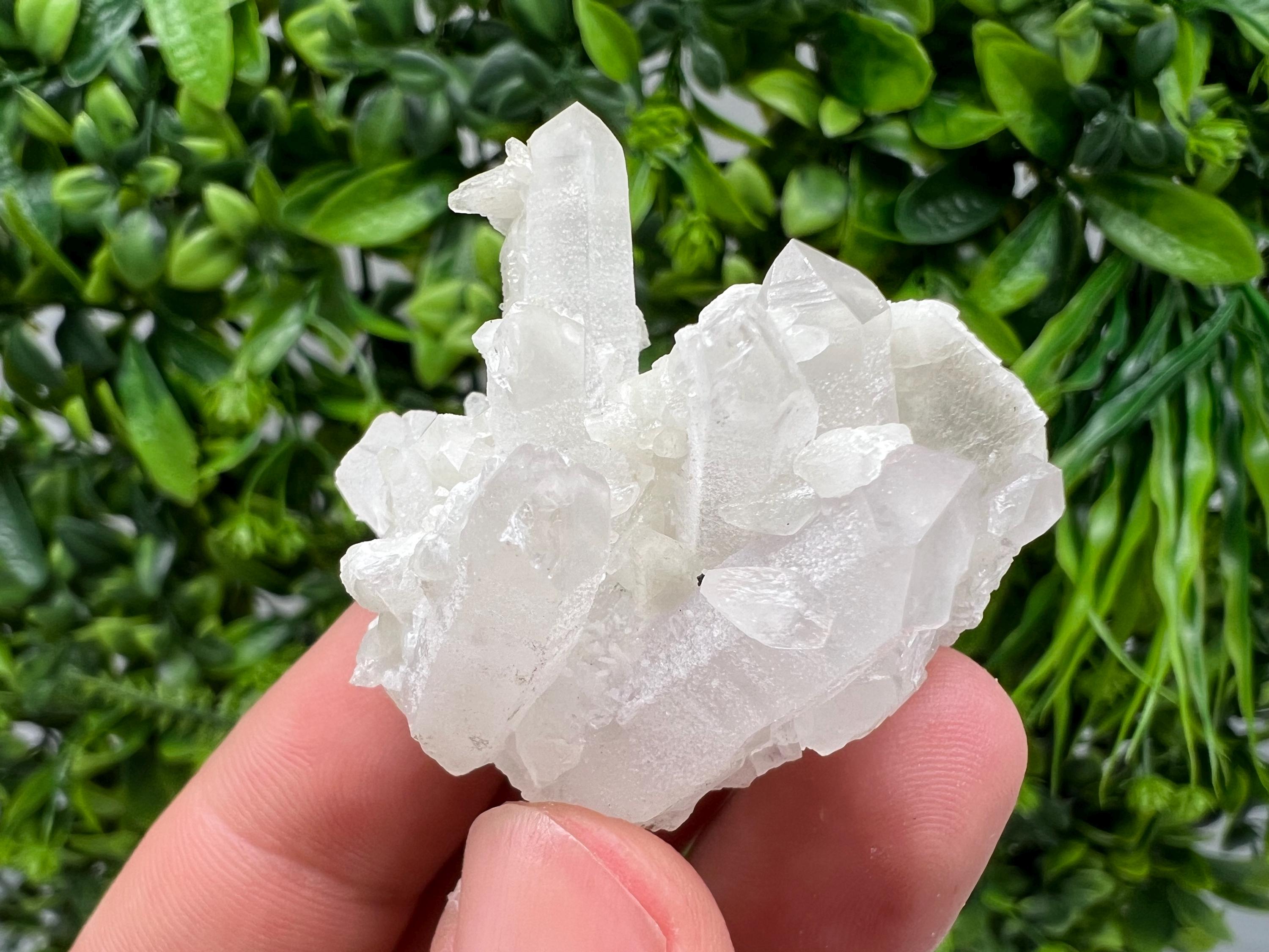 Calcite on Green Quartz: Djurcovo Mine, Bulgaria Healing Crystal