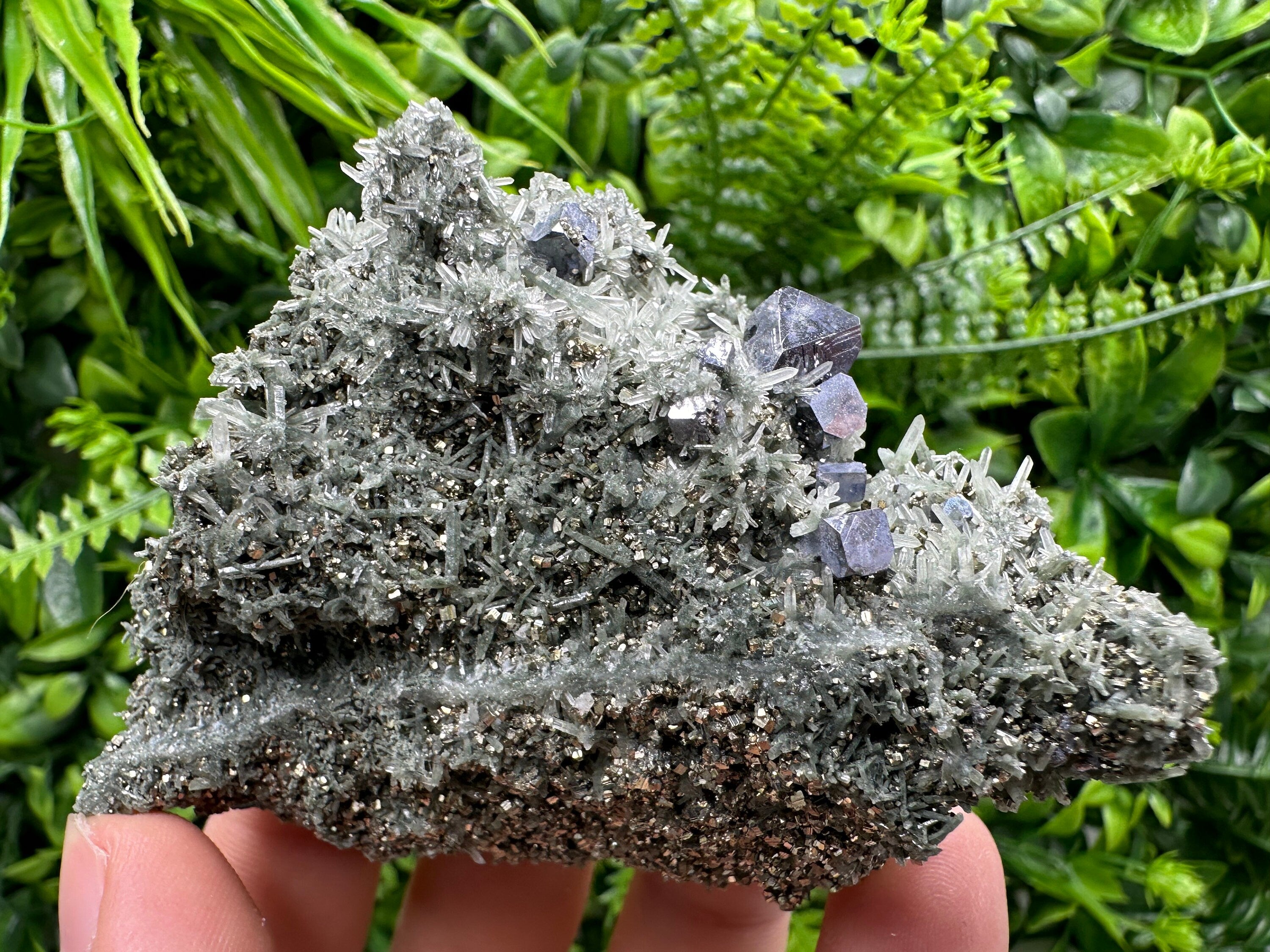 Galena Pyrite on Quartz, Bulgaria Mineral Decor Stone