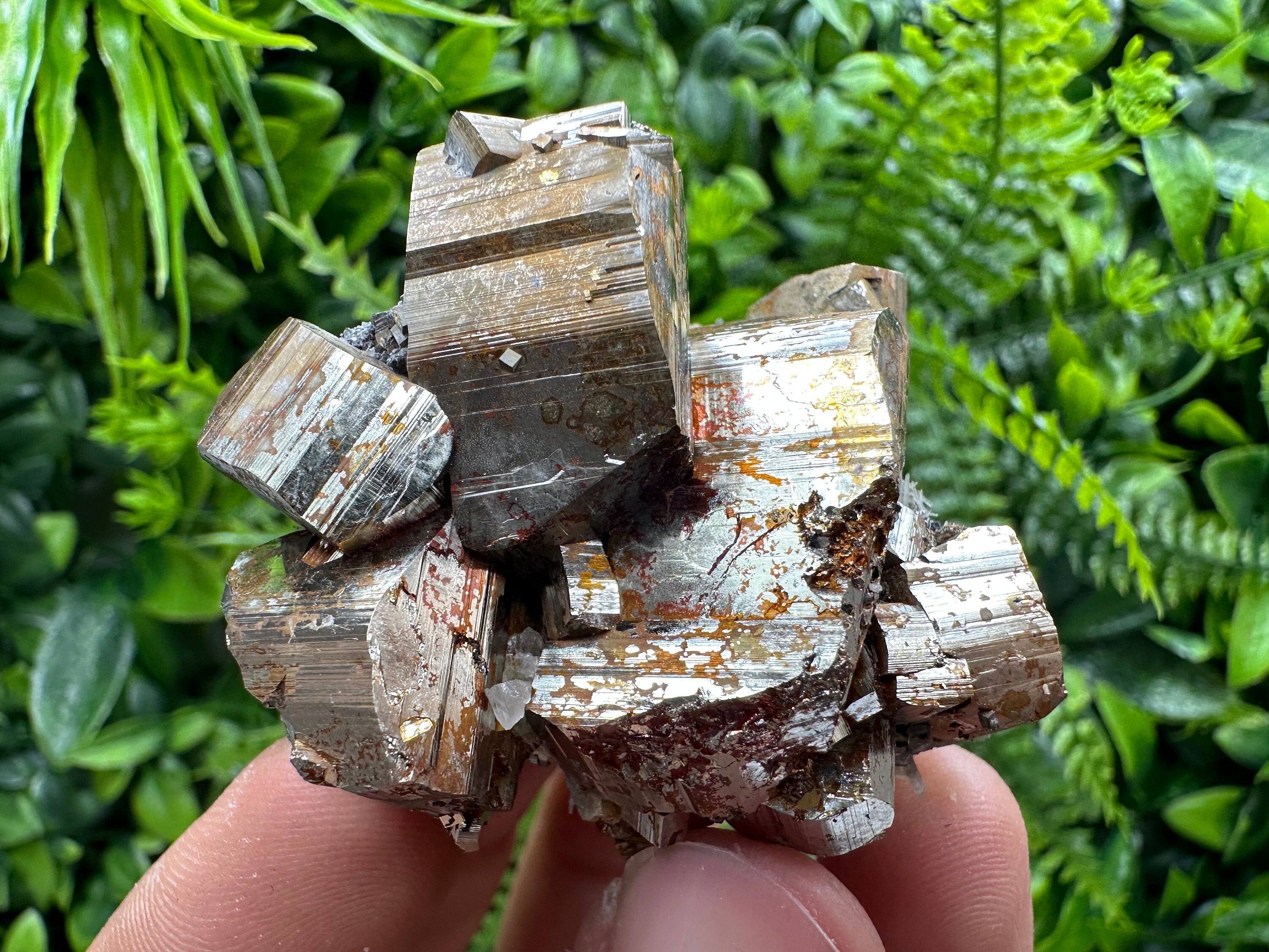 Double Sided Pyrite Cluster with Hematite, Madan Bulgaria