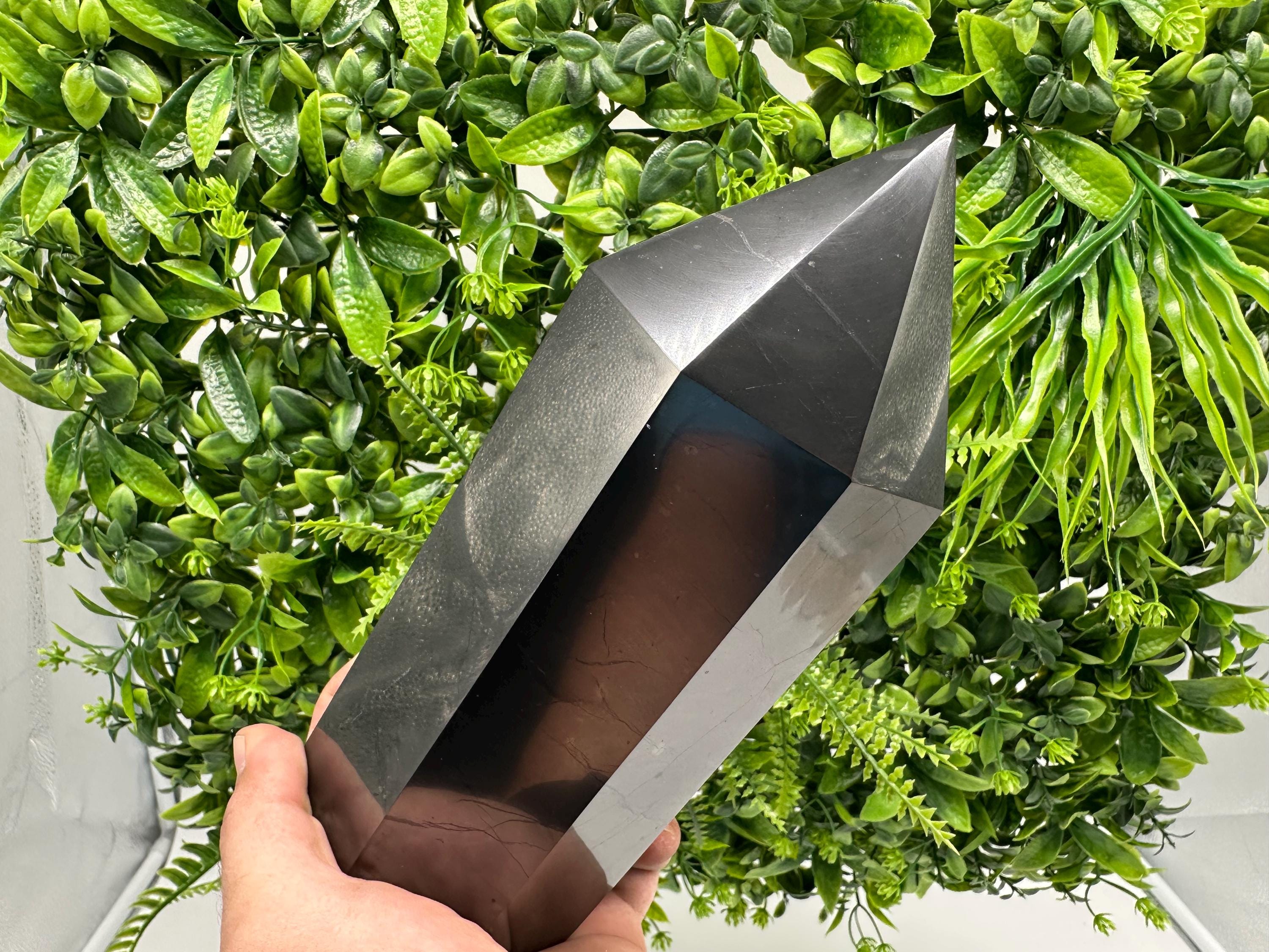 Large Shungite Tower, EMF Neutralizer Stone, Crystal Decor, 20cm